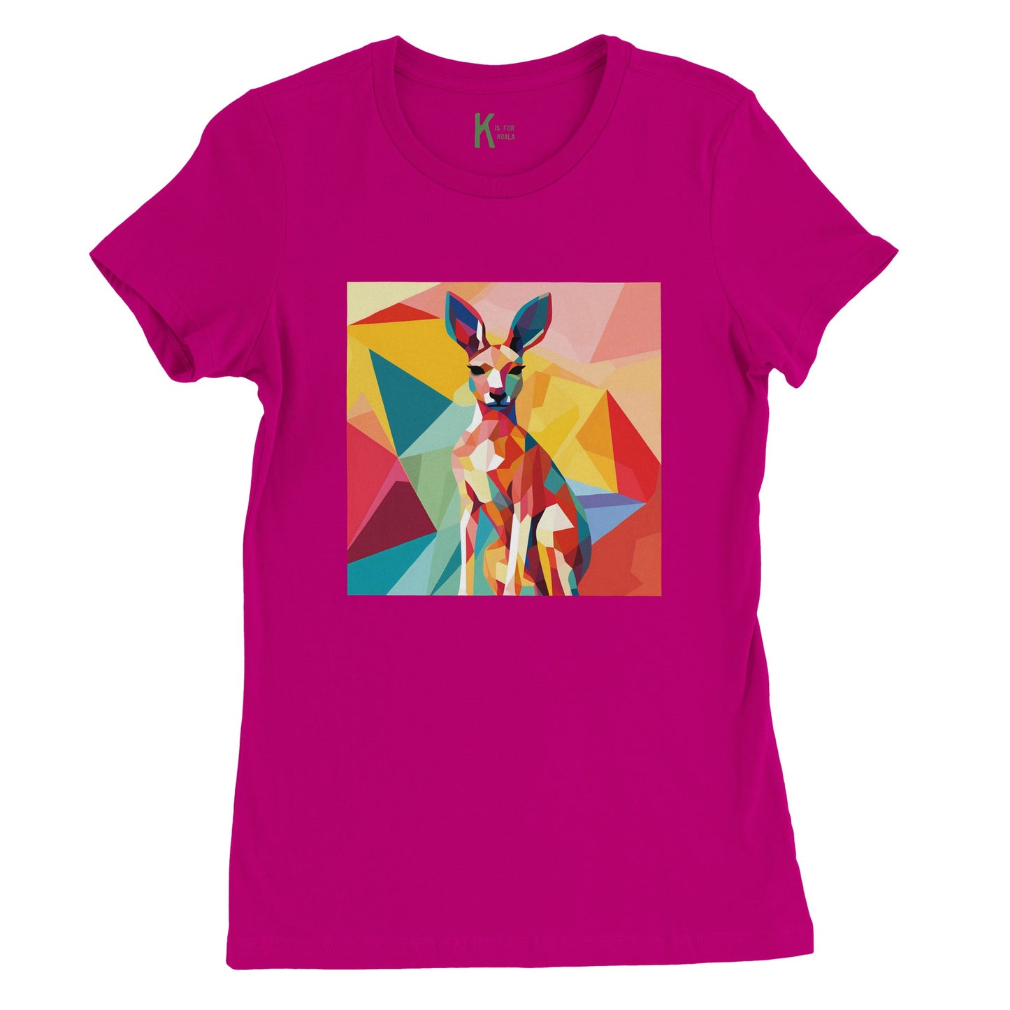 Women's Cotton Crewneck Kangaroo T-shirt | Cute Kangaroo Design