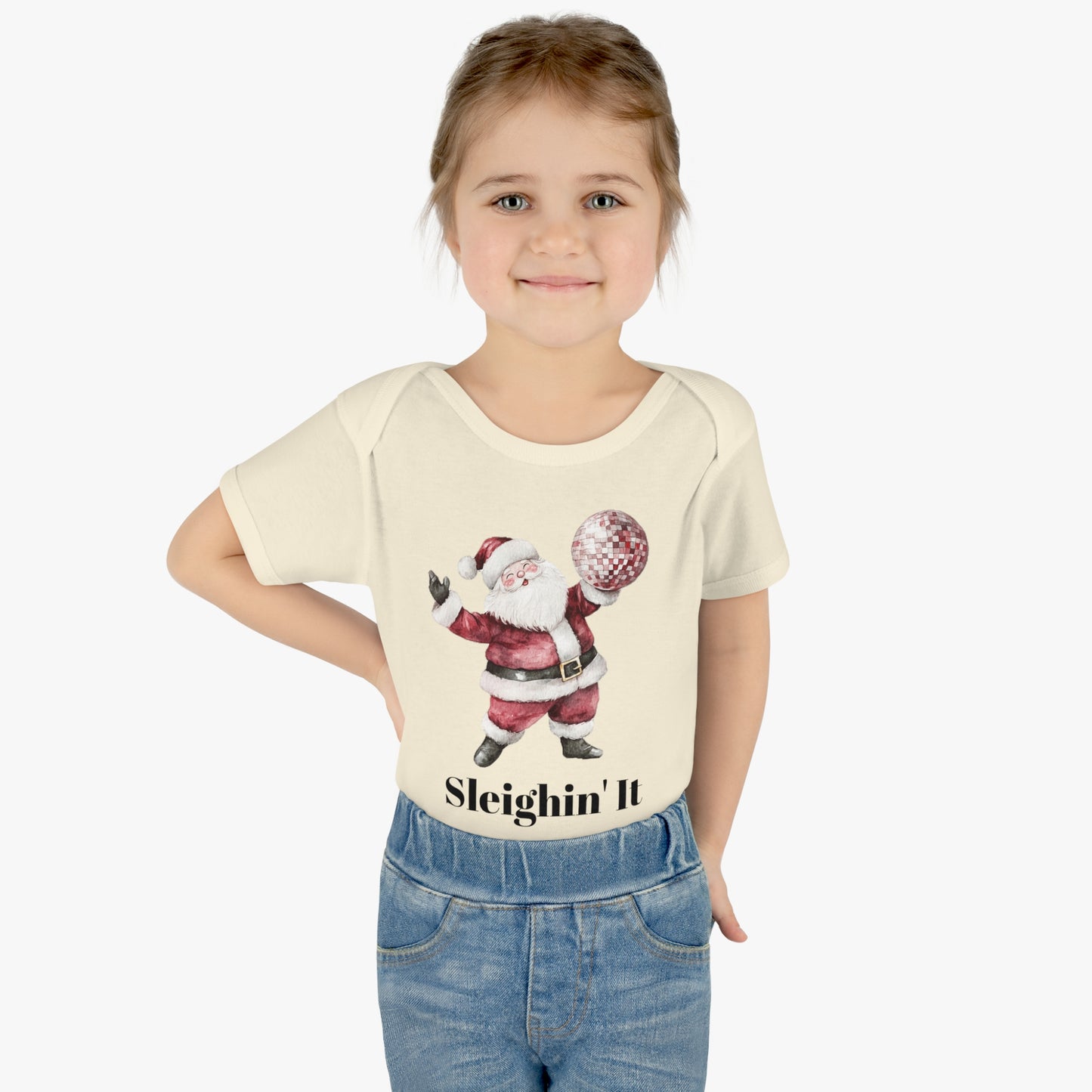 Sleighin' It Disco Santa Infant Baby Rib Bodysuit