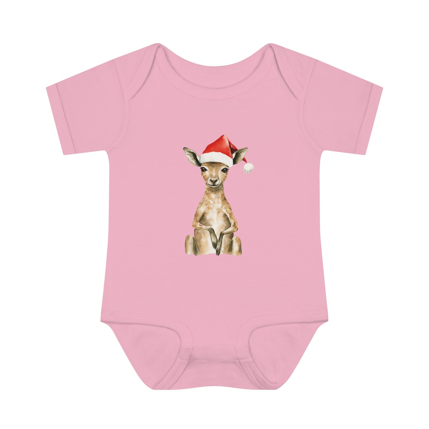 Cute Kangaroo Santa Infant Baby Rib Bodysuit