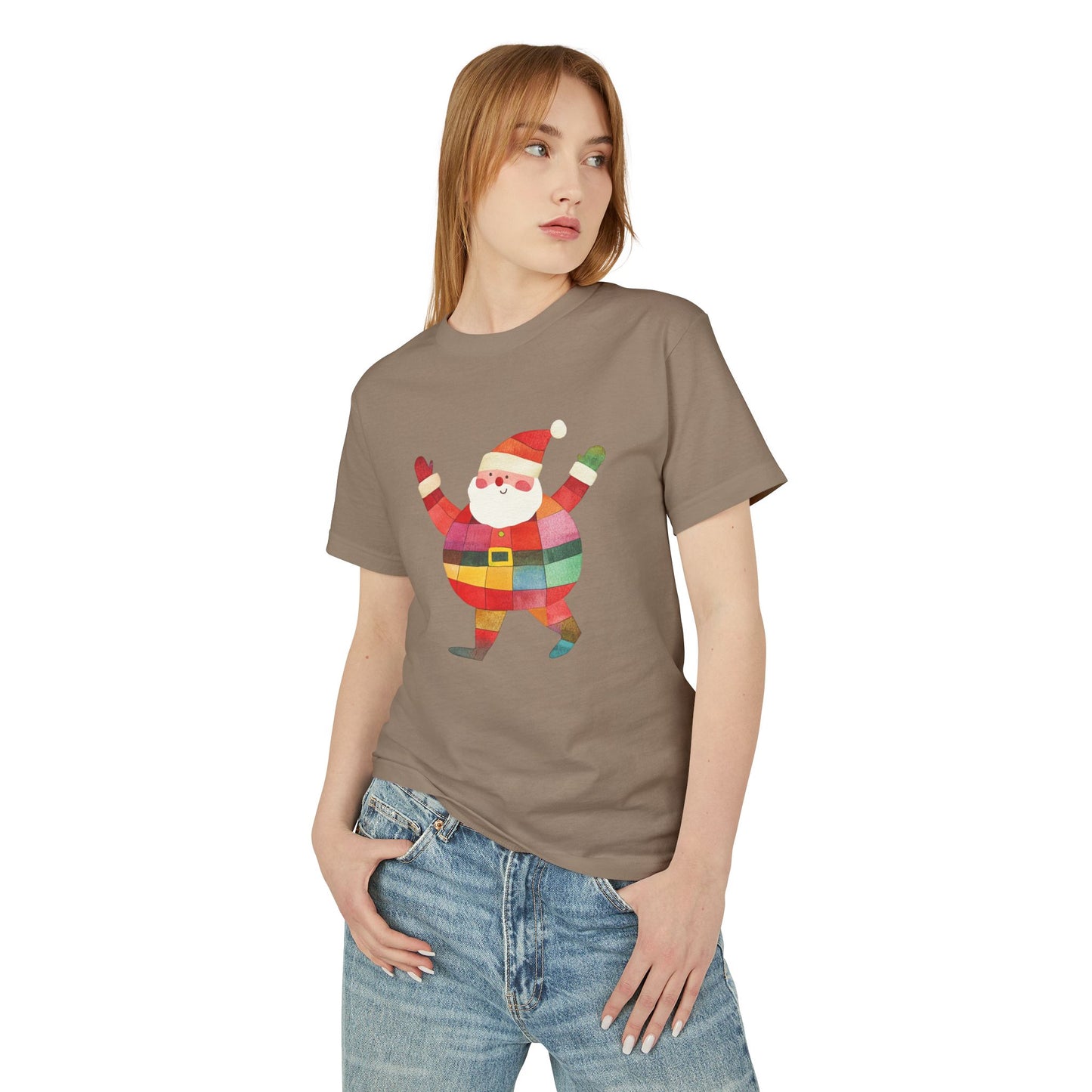 Cute Colorful Santa Unisex Heavyweight Cotton Tee | Unique Holiday Shirt for Men & Women