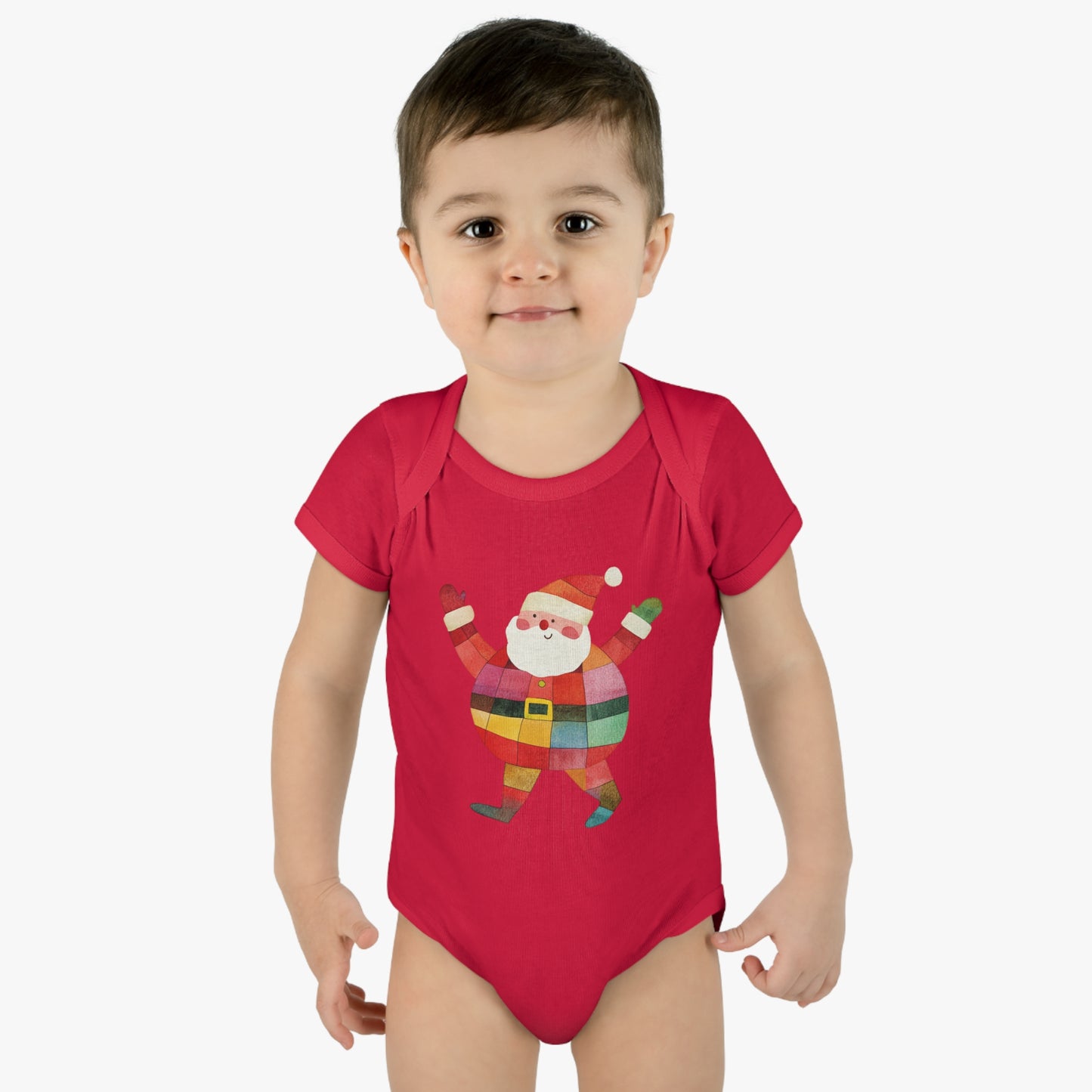 Cute Colorful Santa Infant Baby Rib Bodysuit