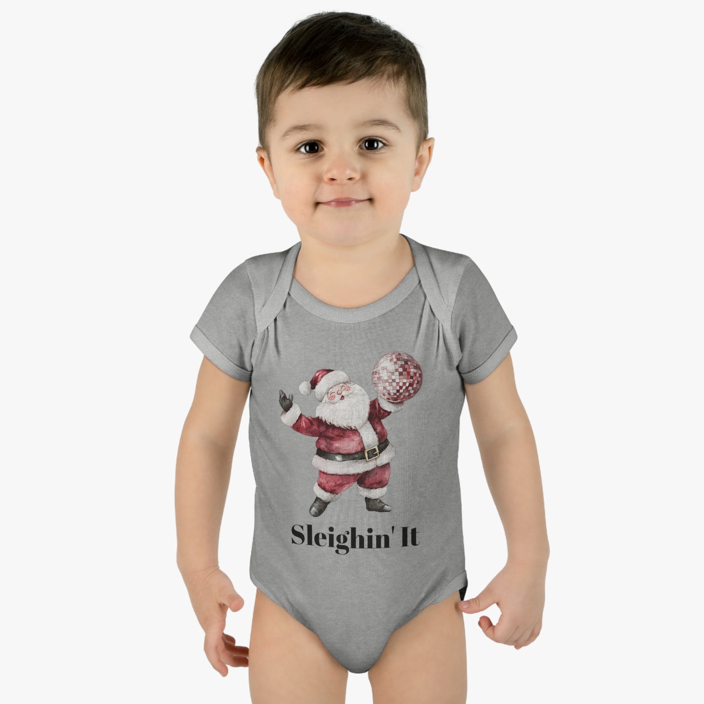 Sleighin' It Disco Santa Infant Baby Rib Bodysuit