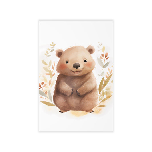 Cute Wombat Nursery Wall Decal 12" x 18" | Australian Wildlife Decor