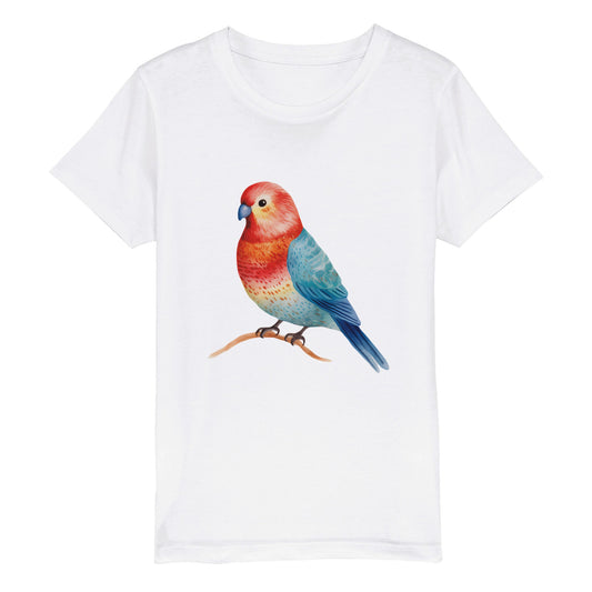 Organic Kids Crewneck T-shirt Rosie Rosella Bird Multi-color