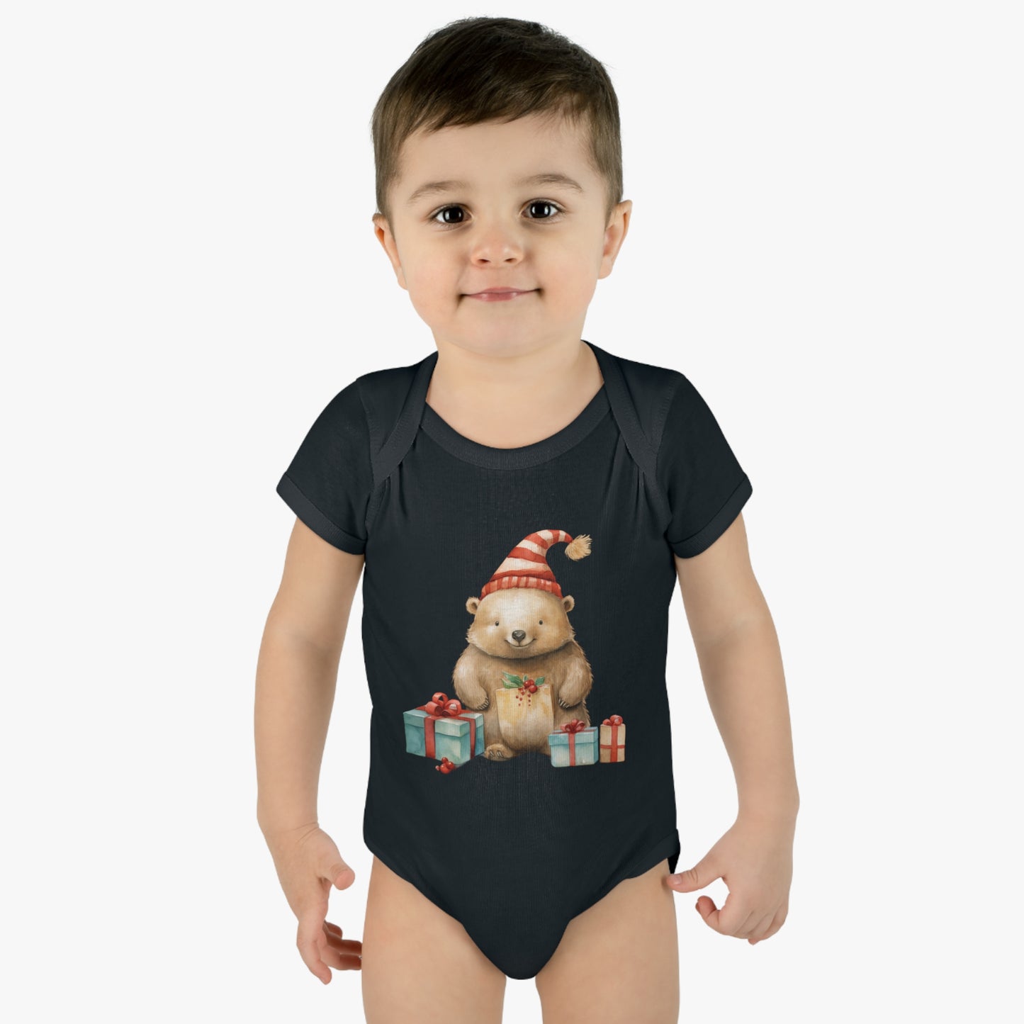 Cute Wombat Christmas Infant Baby Rib Bodysuit