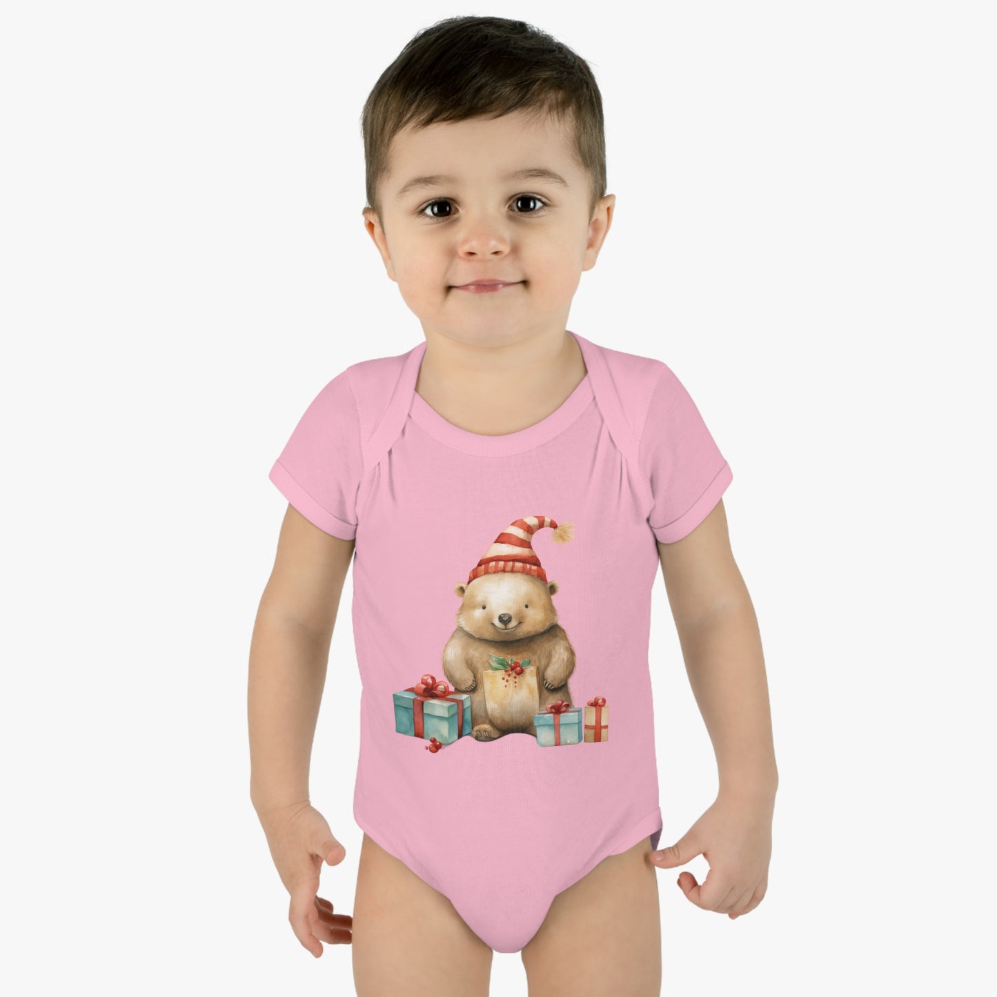 Cute Wombat Christmas Infant Baby Rib Bodysuit