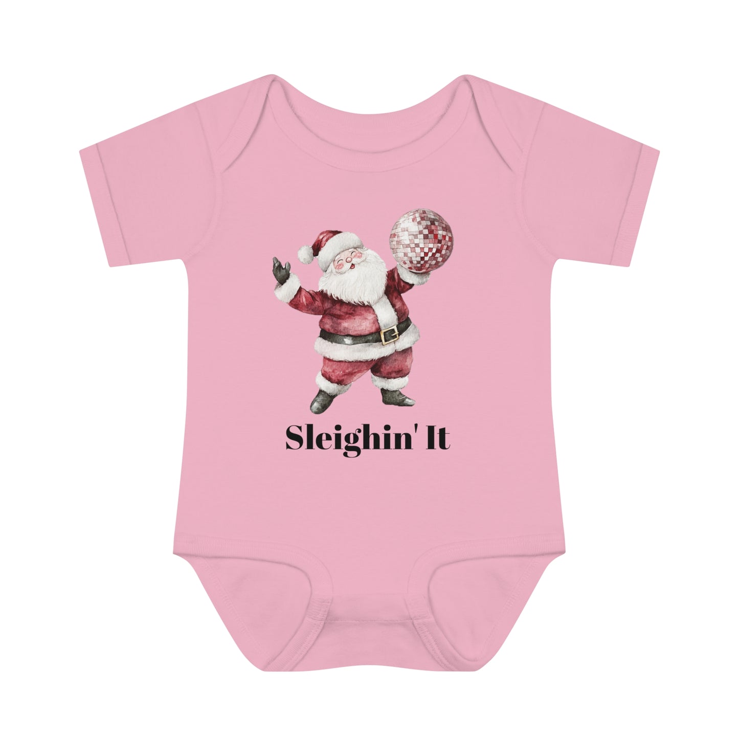 Sleighin' It Disco Santa Infant Baby Rib Bodysuit