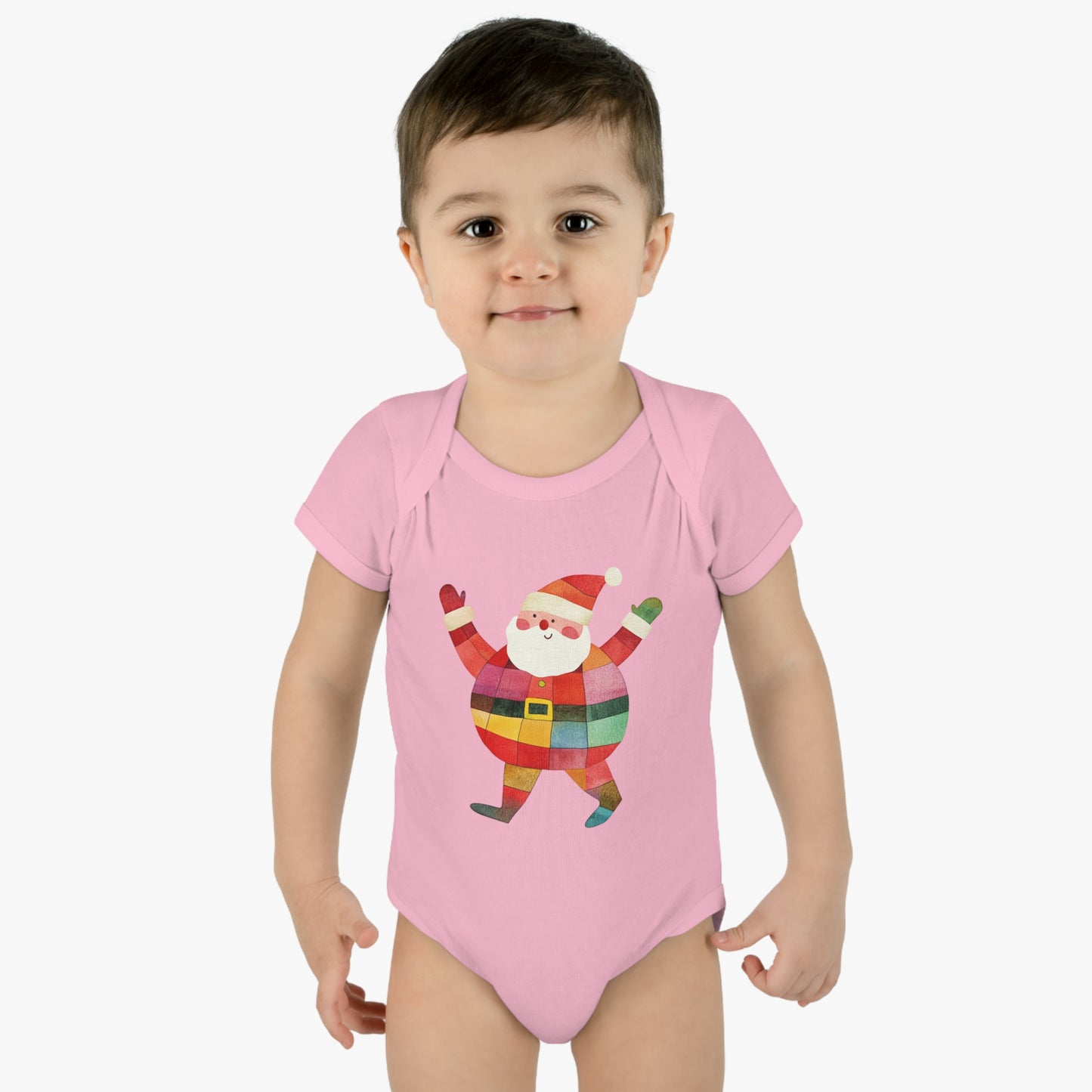 Cute Colorful Santa Infant Baby Rib Bodysuit