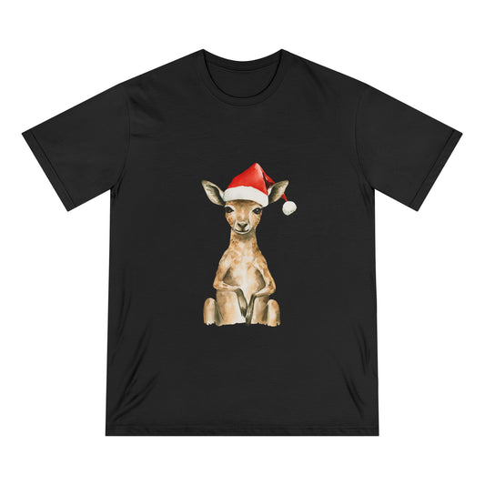 Cute Kangaroo Santa Christmas Organic Staple T-shirt by K is for Koala - Australia Only