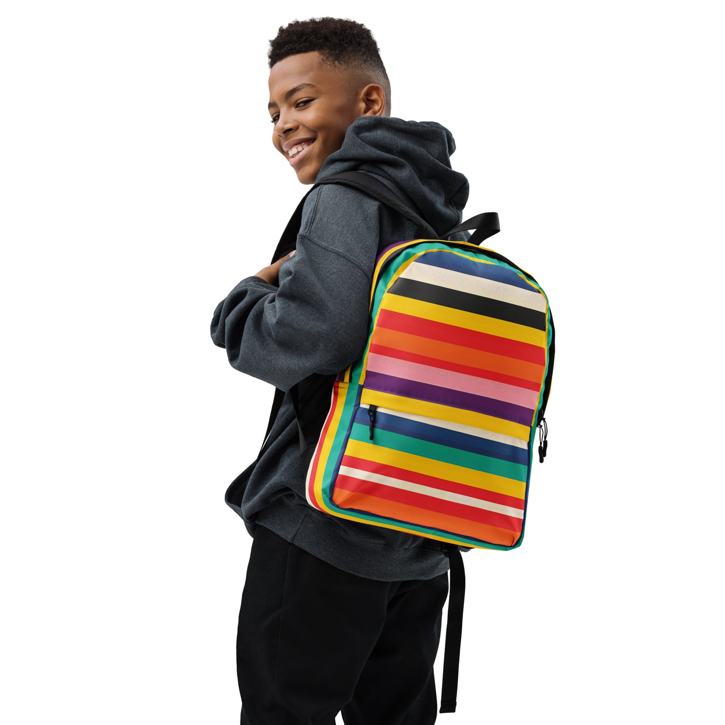 The Byron Retro Rainbow Minimalist Backpack - Colorful School Bag for Kids & Teens