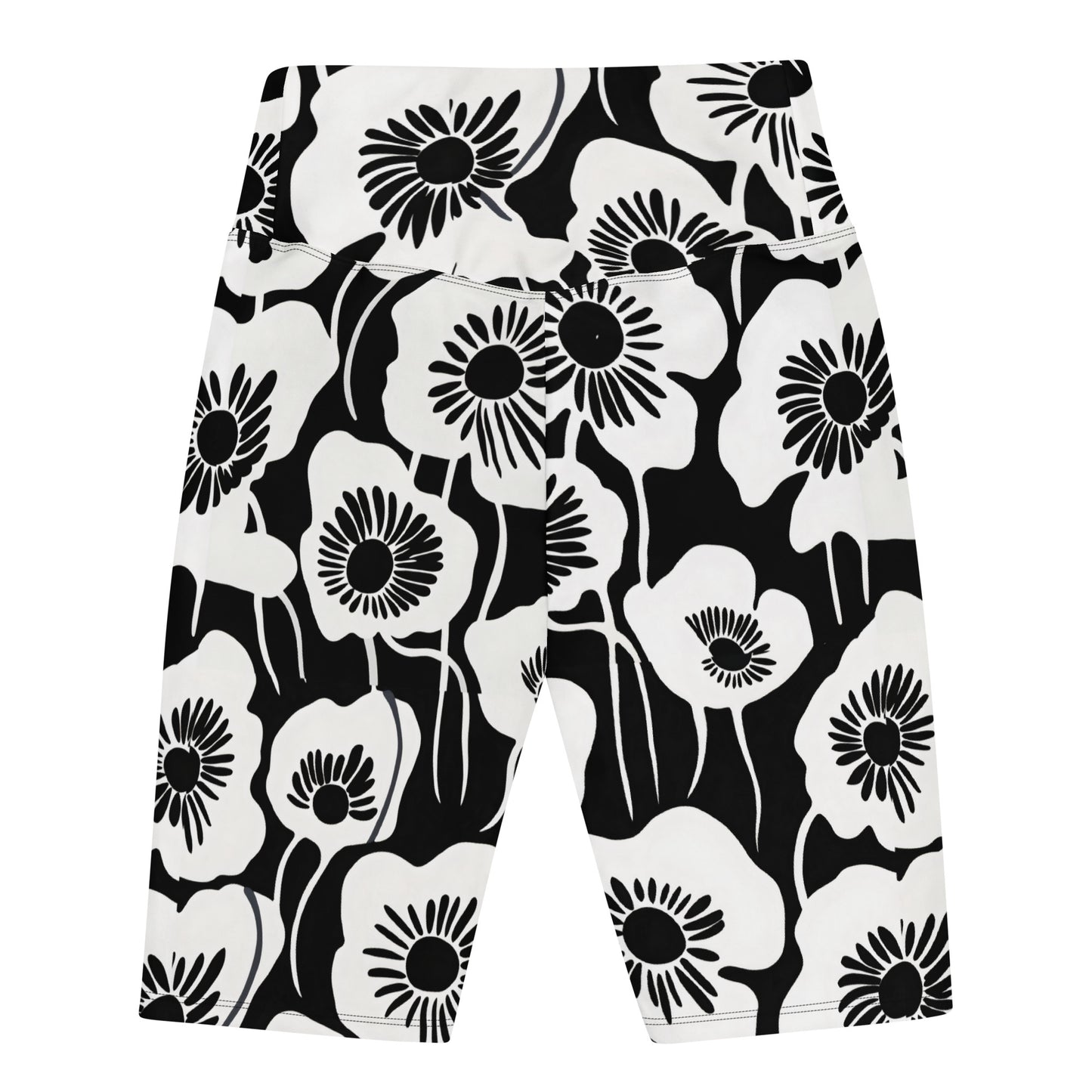 Women's Tall Poppy Monochrome Botanical Print Biker Shorts