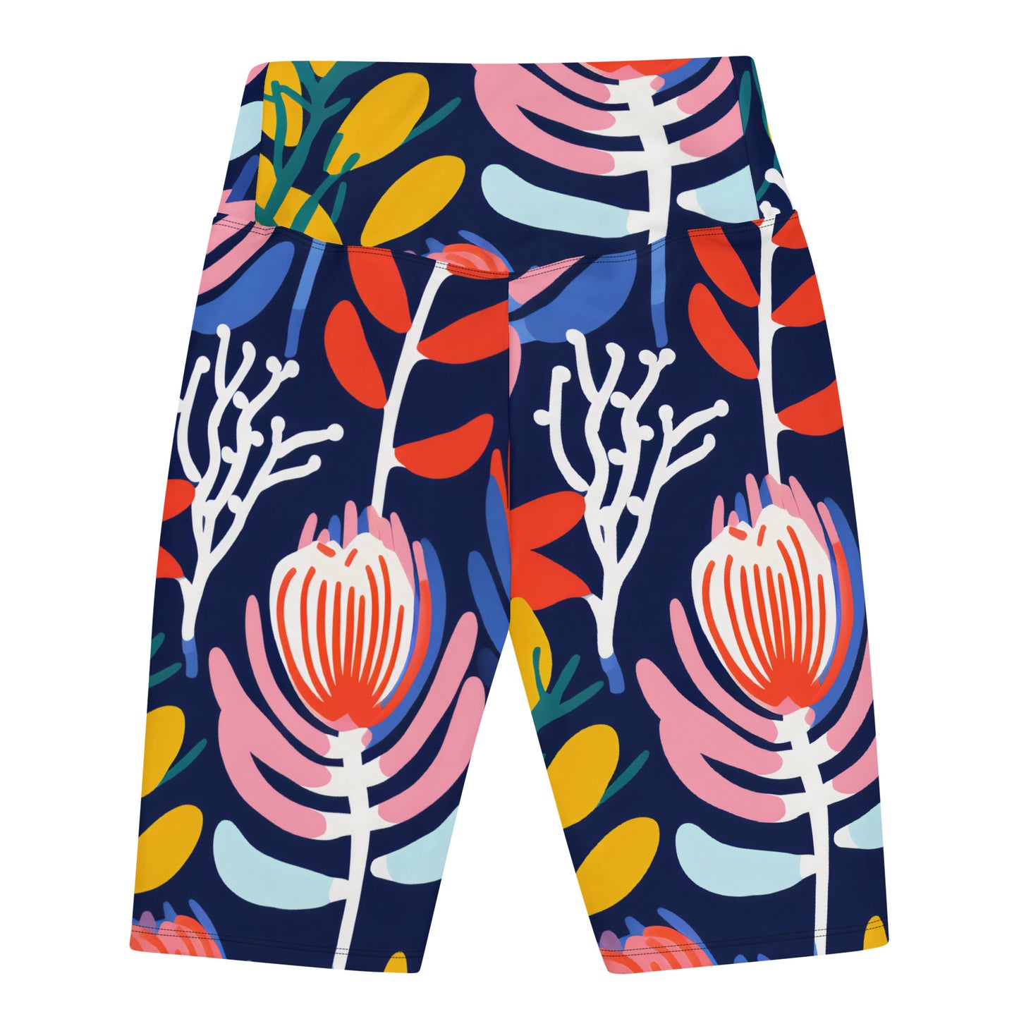 Women's Banksia Blue Botanical Print Biker Shorts