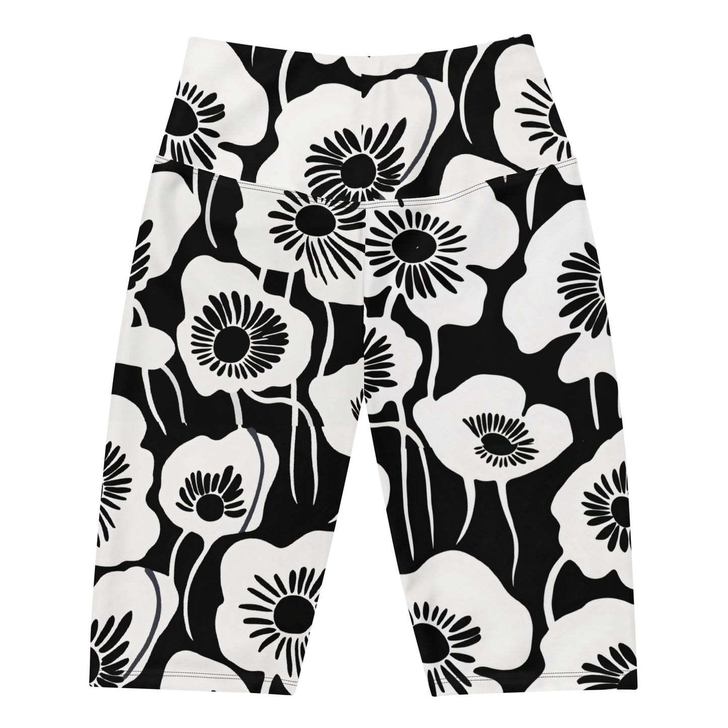 Women's Tall Poppy Monochrome Botanical Print Biker Shorts