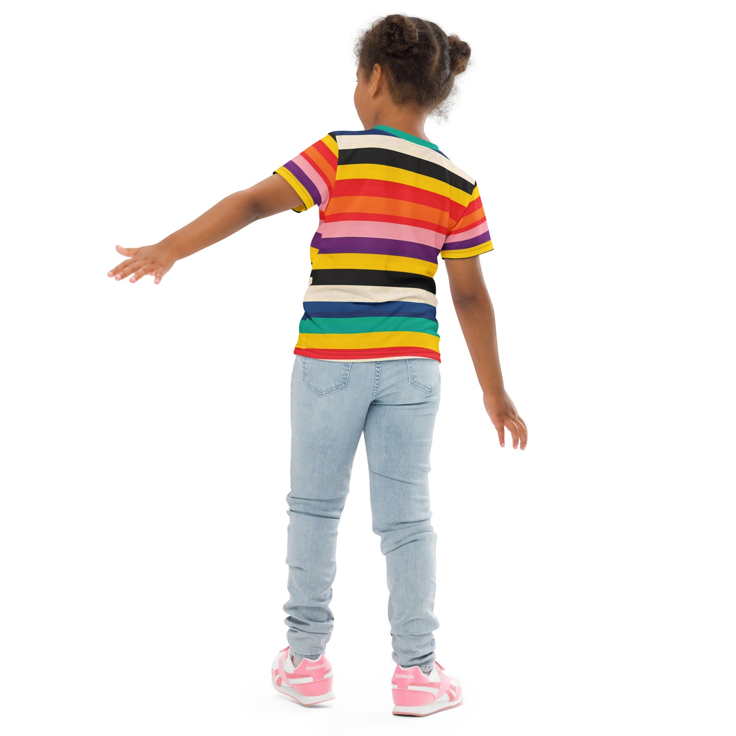 Kids Summer Retro 60s Rainbow Stripe T-shirt |The Byron Kids Activewear Tee