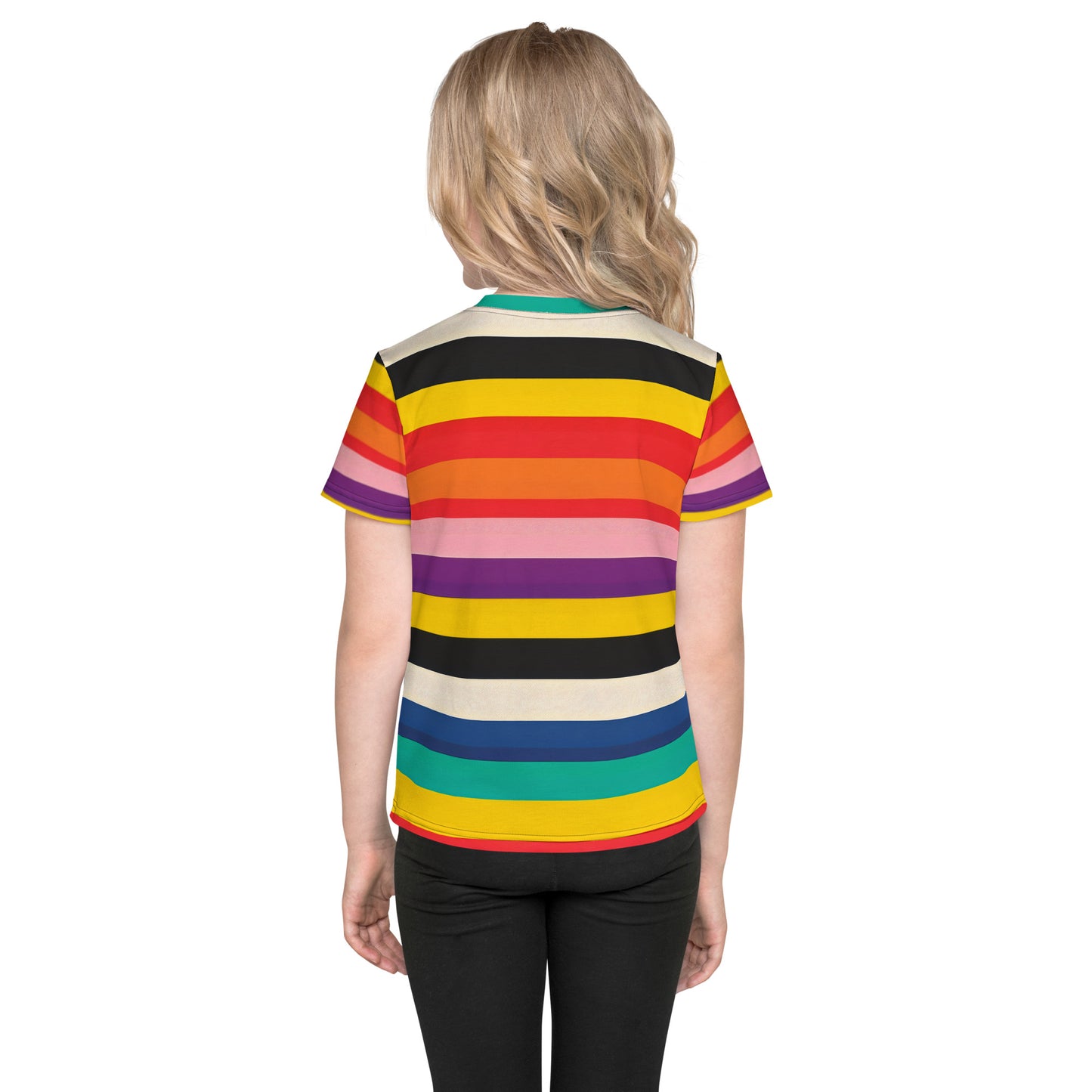 Kids Summer Retro 60s Rainbow Stripe T-shirt |The Byron Kids Activewear Tee