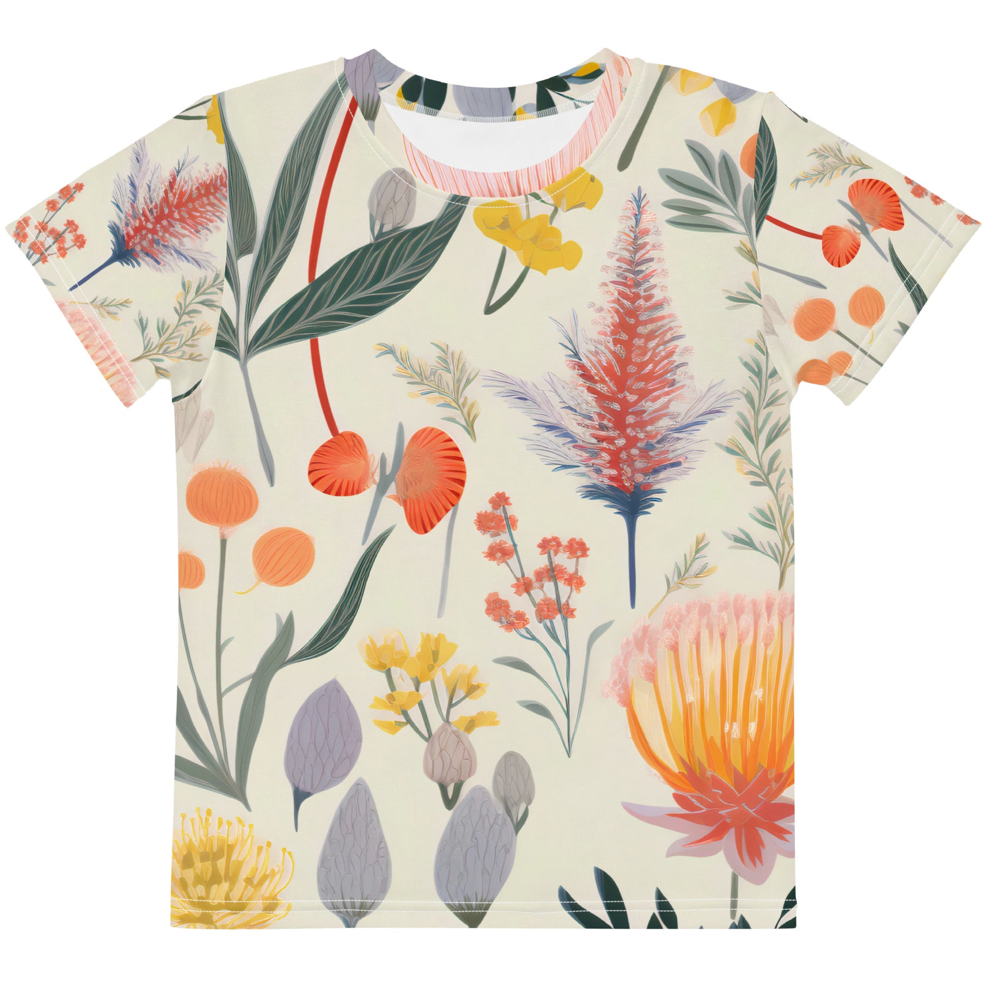 Vintage Botanical Kids Activewear Crew Neck Tee