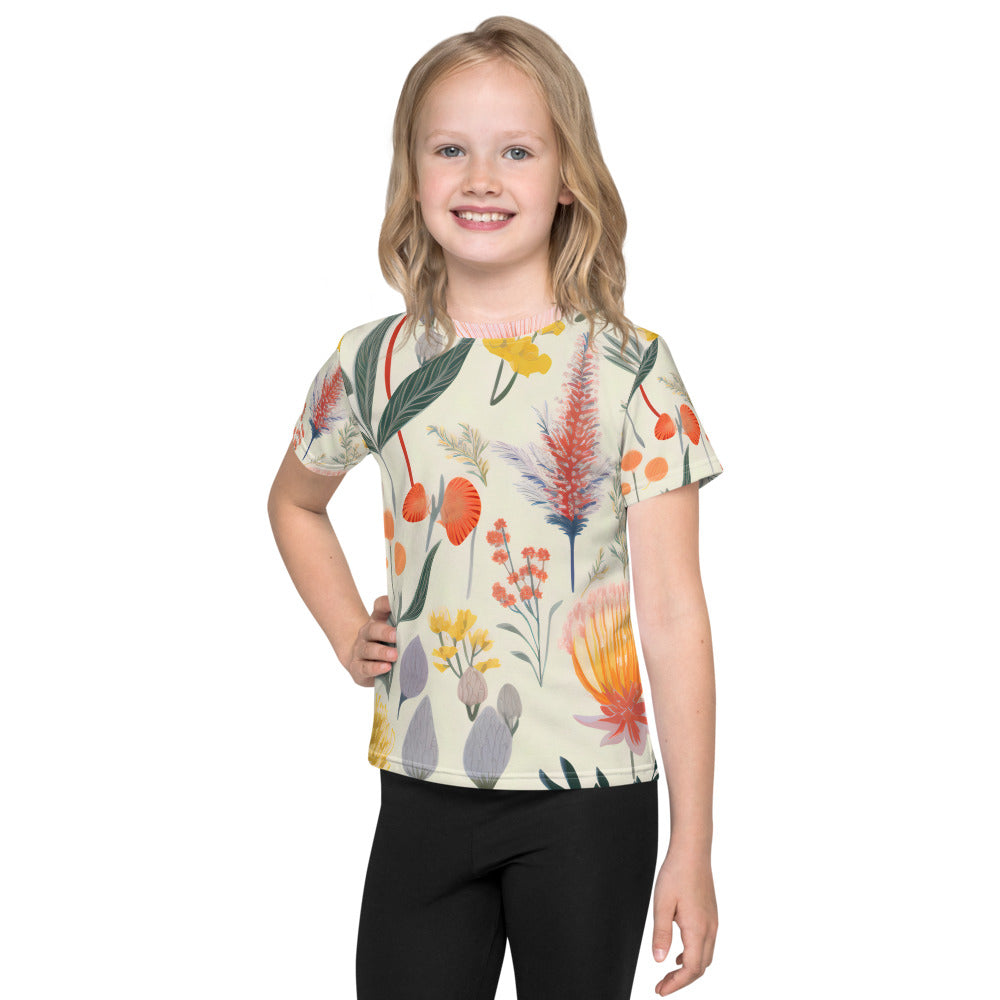 Vintage Botanical Kids Activewear Crew Neck Tee