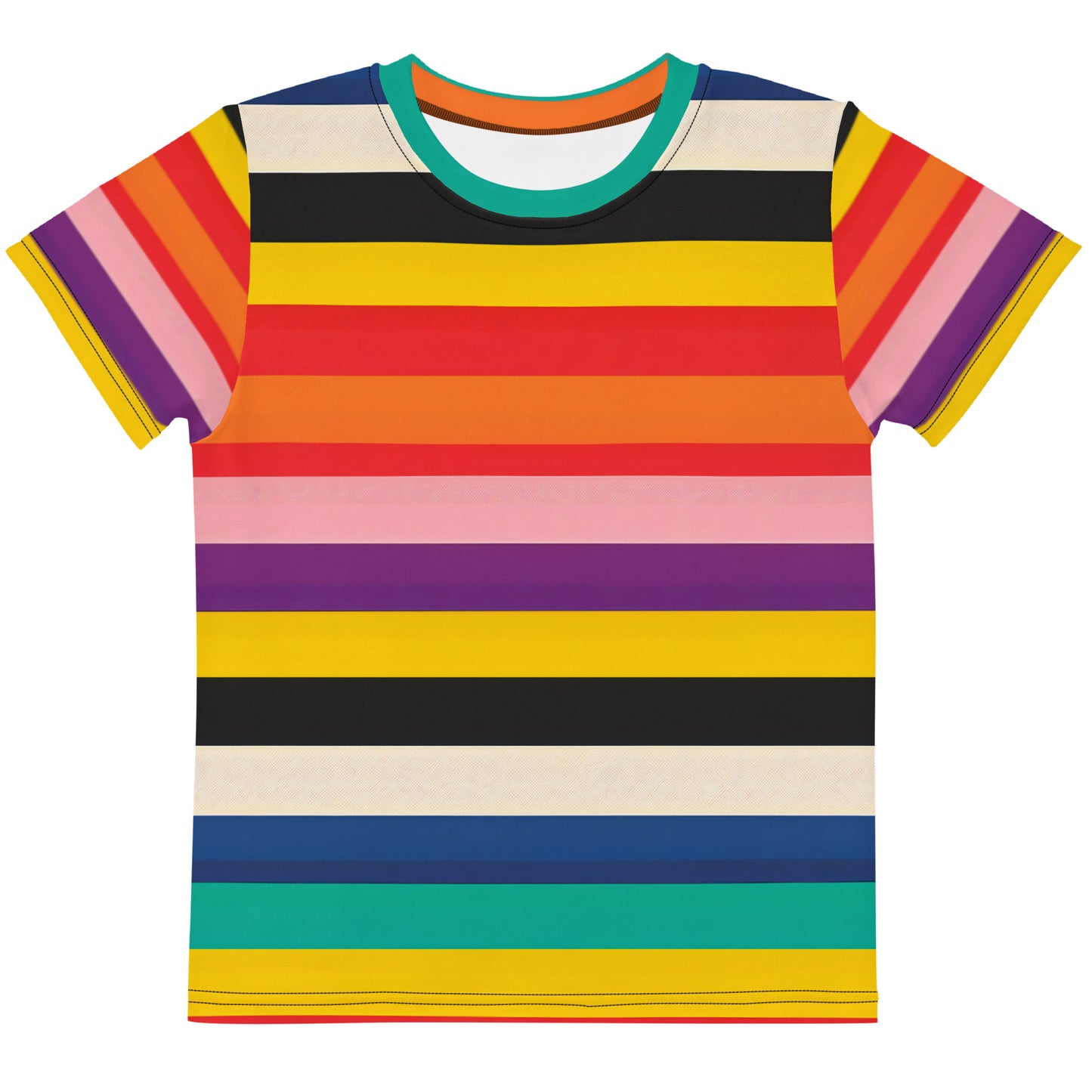 Kids Summer Retro 60s Rainbow Stripe T-shirt |The Byron Kids Activewear Tee