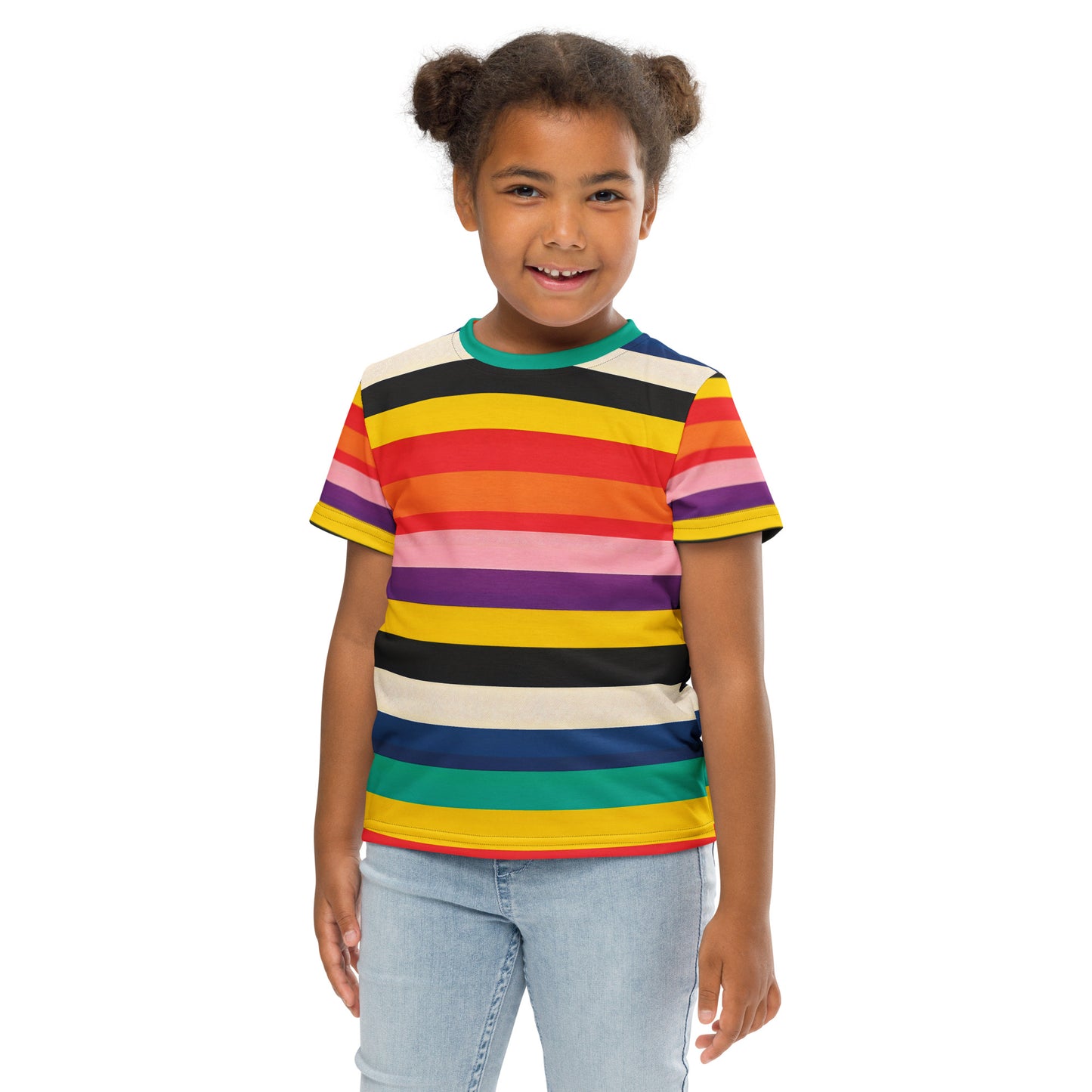 Kids Summer Retro 60s Rainbow Stripe T-shirt |The Byron Kids Activewear Tee