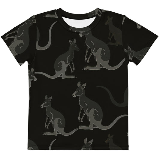 Kangaroo Shadow Kids Activewear Tee | Black Silhouette Print | K is for Koala