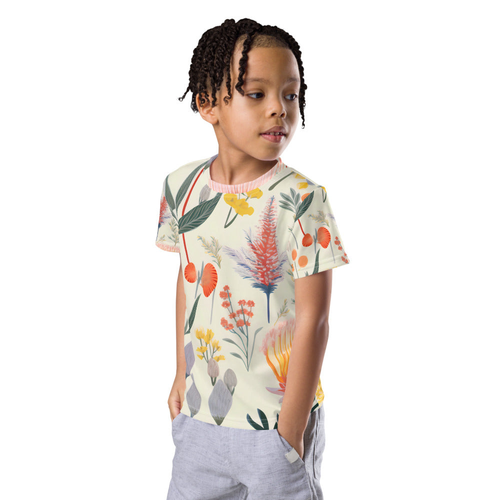 Vintage Botanical Kids Activewear Crew Neck Tee