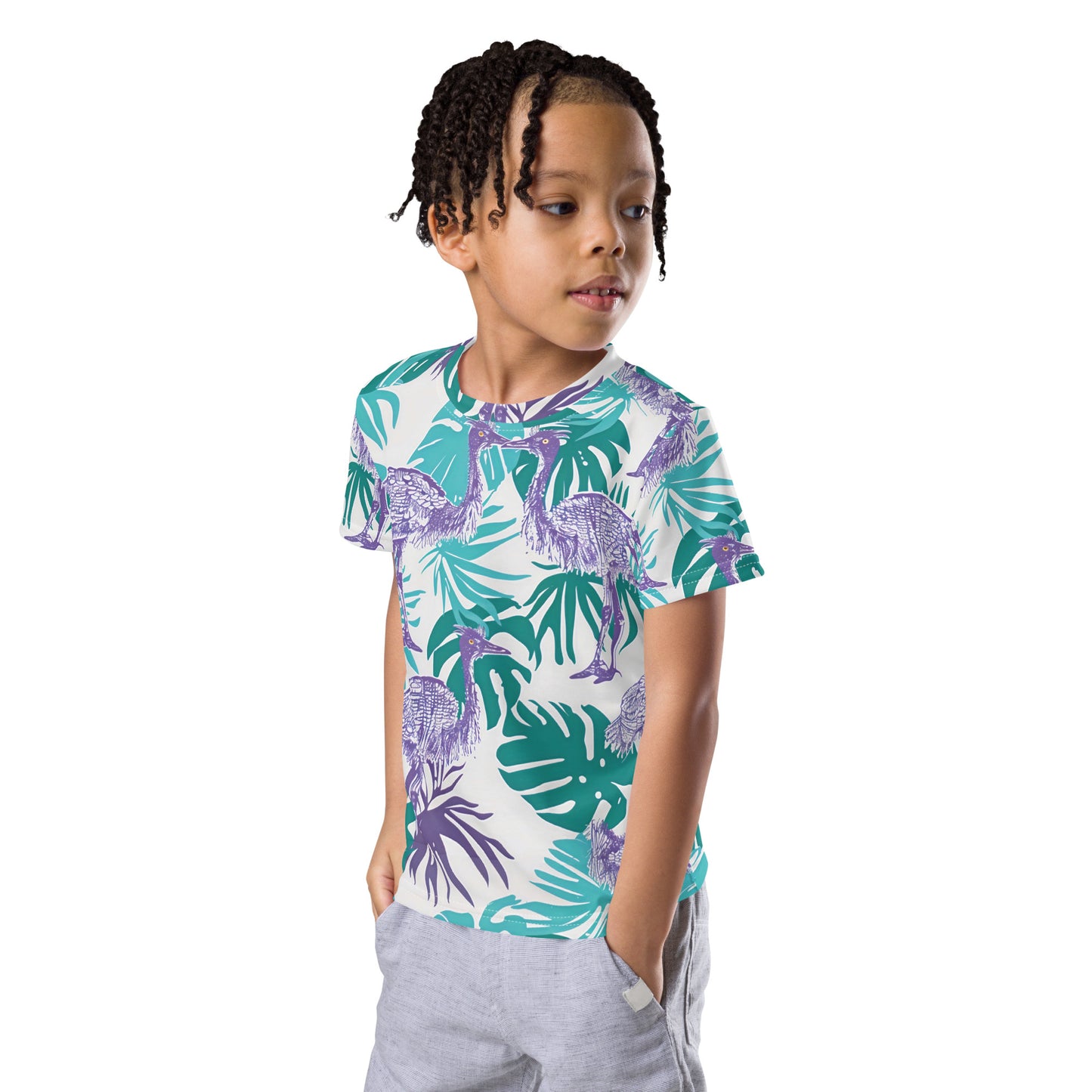 Electro Emu Kids Activewear Tee | Retro Emu Print T-shirt for Kids