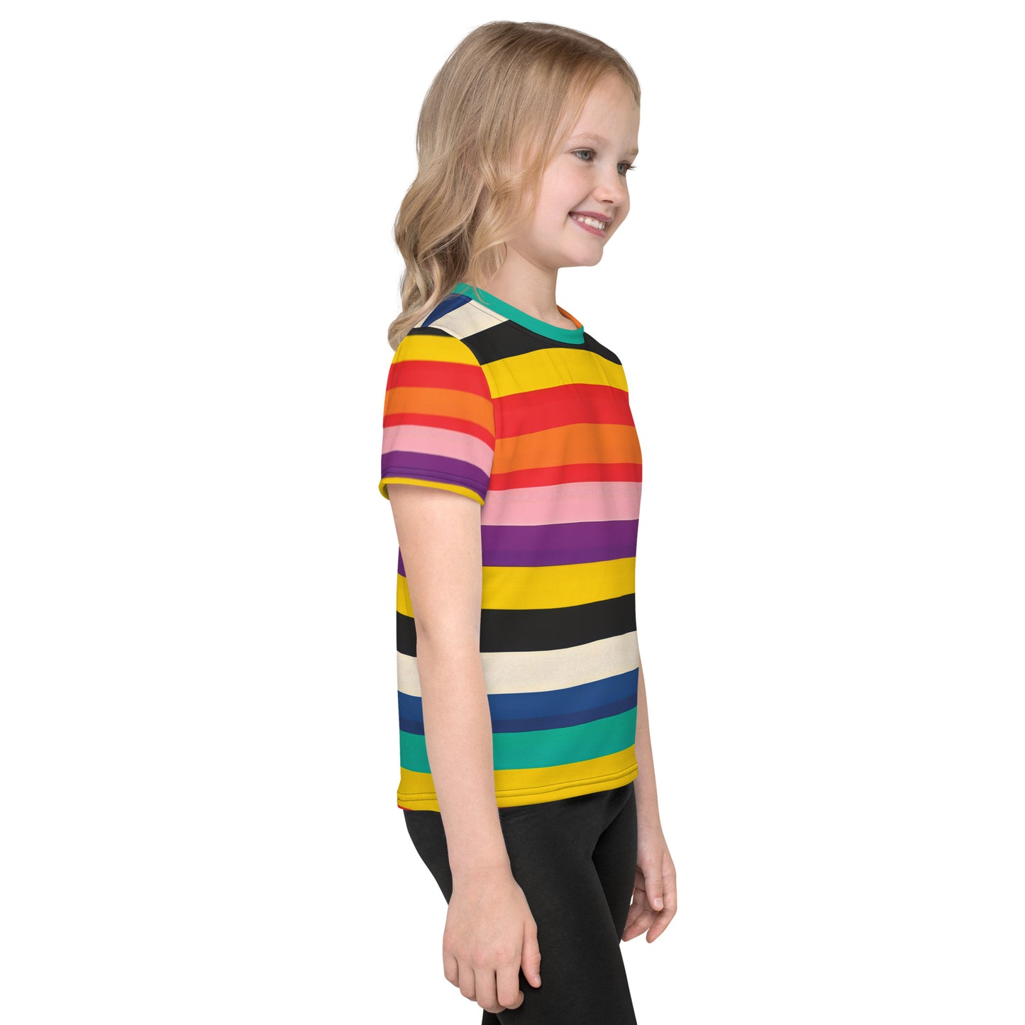 Kids Summer Retro 60s Rainbow Stripe T-shirt |The Byron Kids Activewear Tee