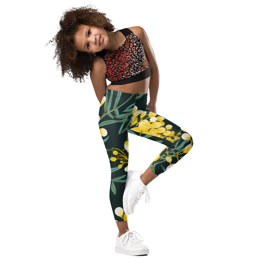 Green and Gold Kid's Activewear Leggings - K is for Koala