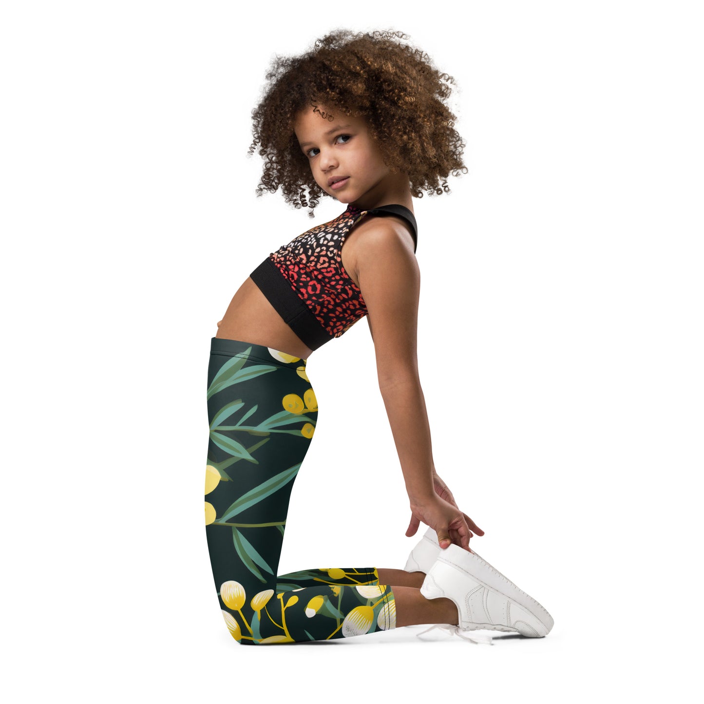 Green and Gold Kid's Activewear Leggings - K is for Koala