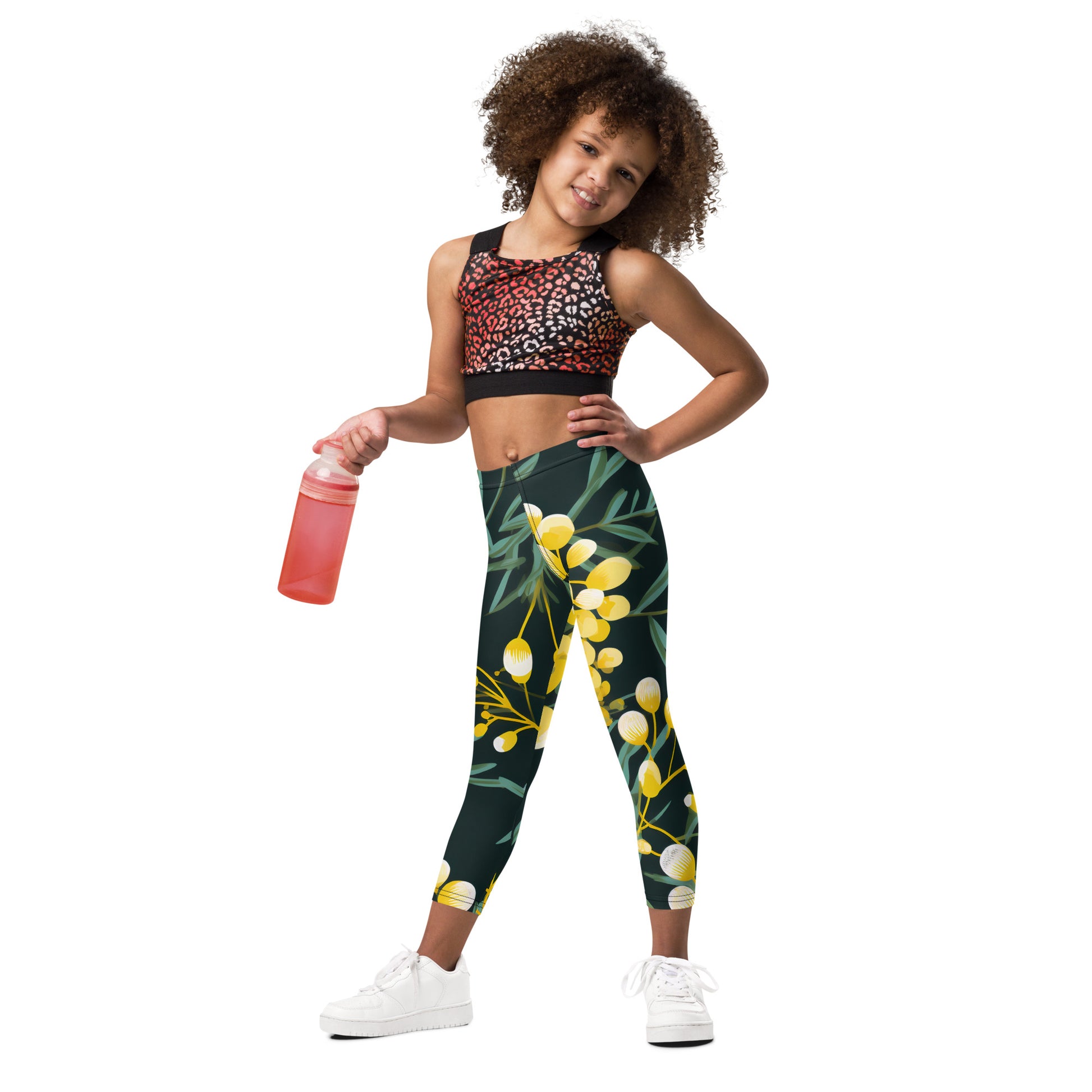 Green and Gold Kid's Activewear Leggings - K is for Koala