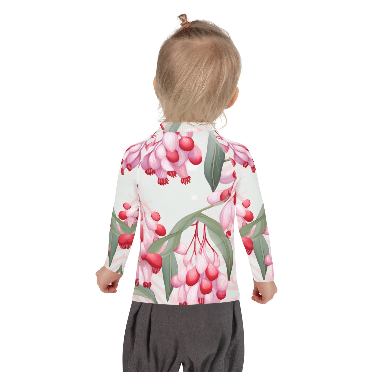 Kids Rash Guard Floral Lilly Pilly | Pink and Green UV Protective Swim Shirt for Girls