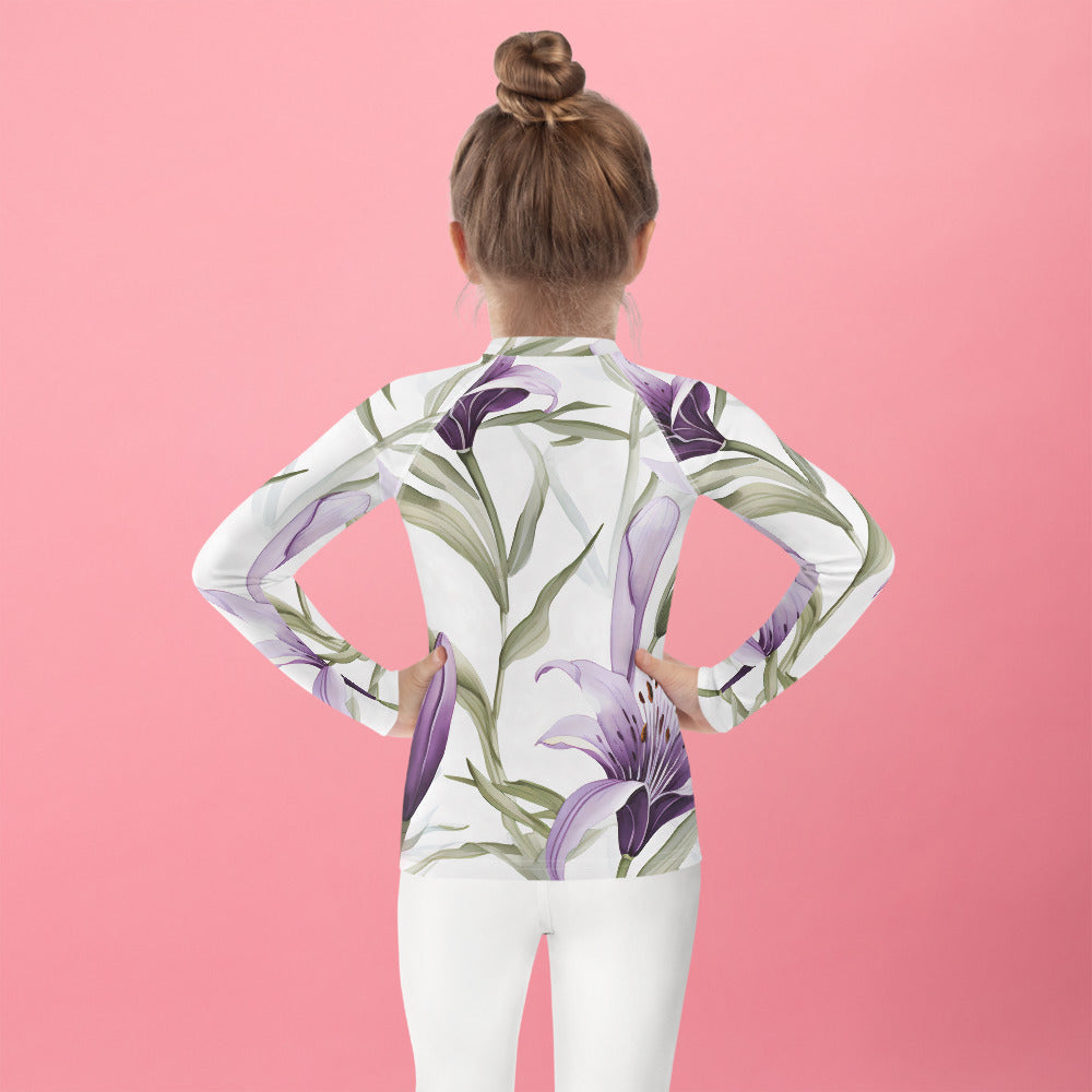 Kids Floral Sun Shirt with UV Protection| Australian Vanilla Lily Rash Guard for Children