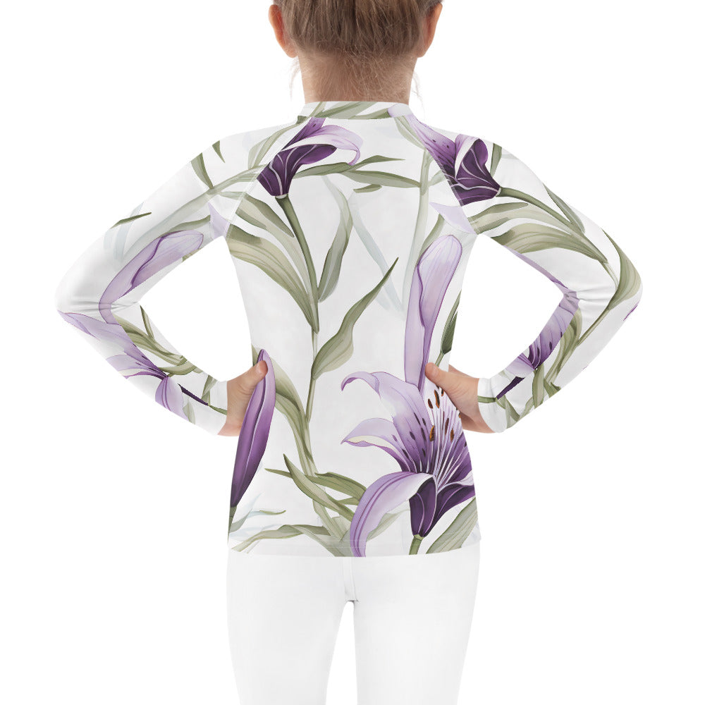 Kids Floral Sun Shirt with UV Protection| Australian Vanilla Lily Rash Guard for Children