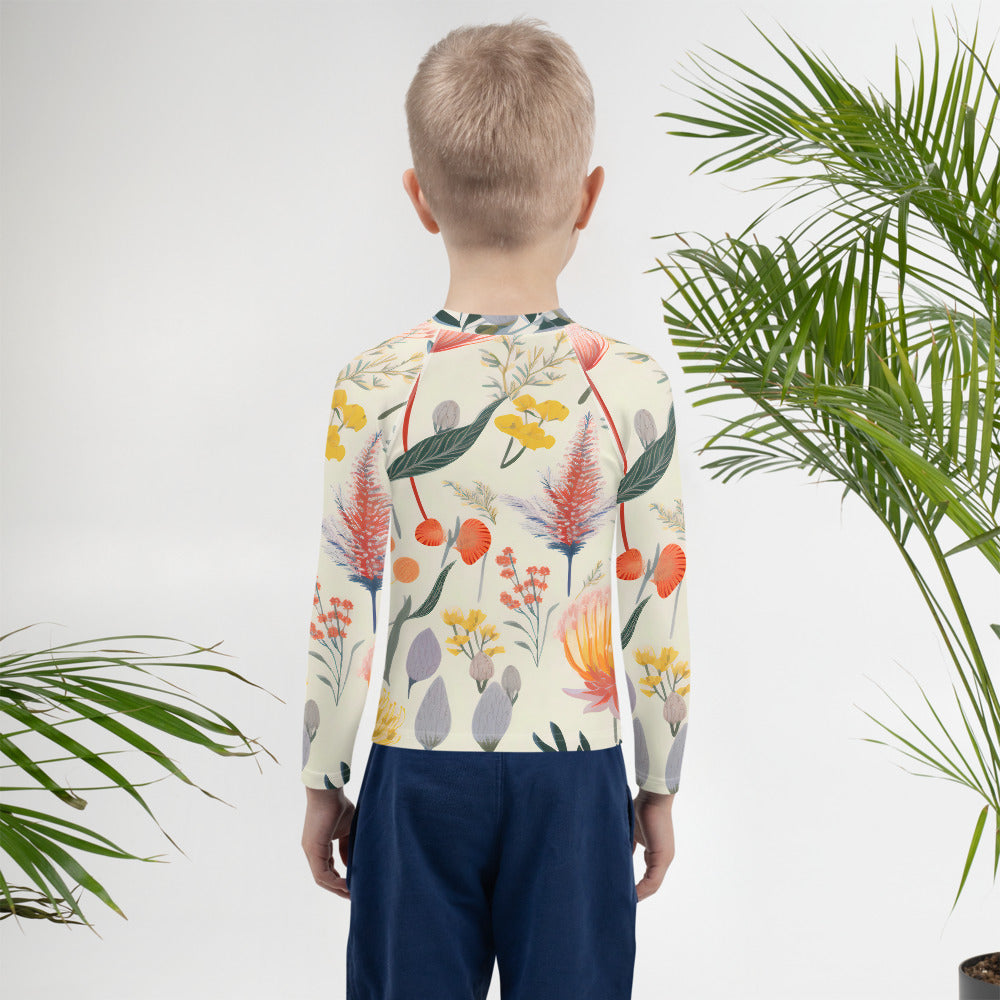 Kids Rash Guard Vintage Botanical | Cute Sun Protection Swimwear