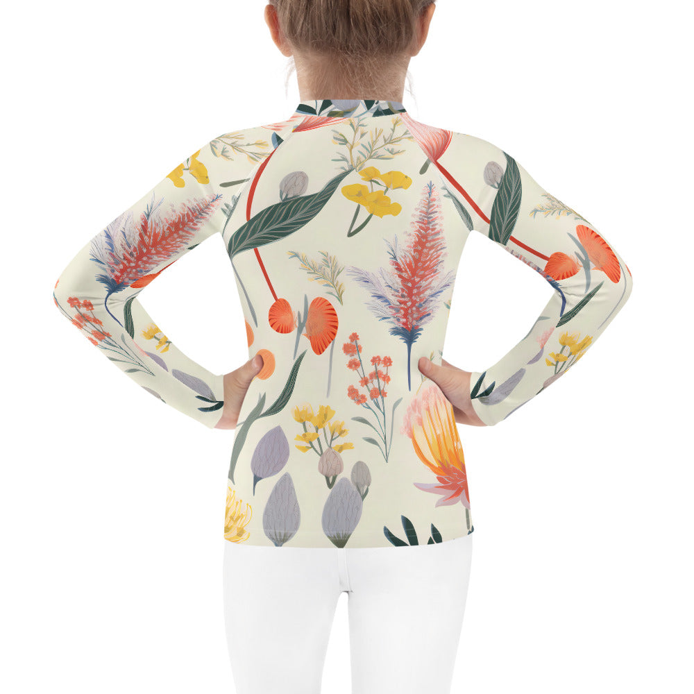 Kids Rash Guard Vintage Botanical | Cute Sun Protection Swimwear