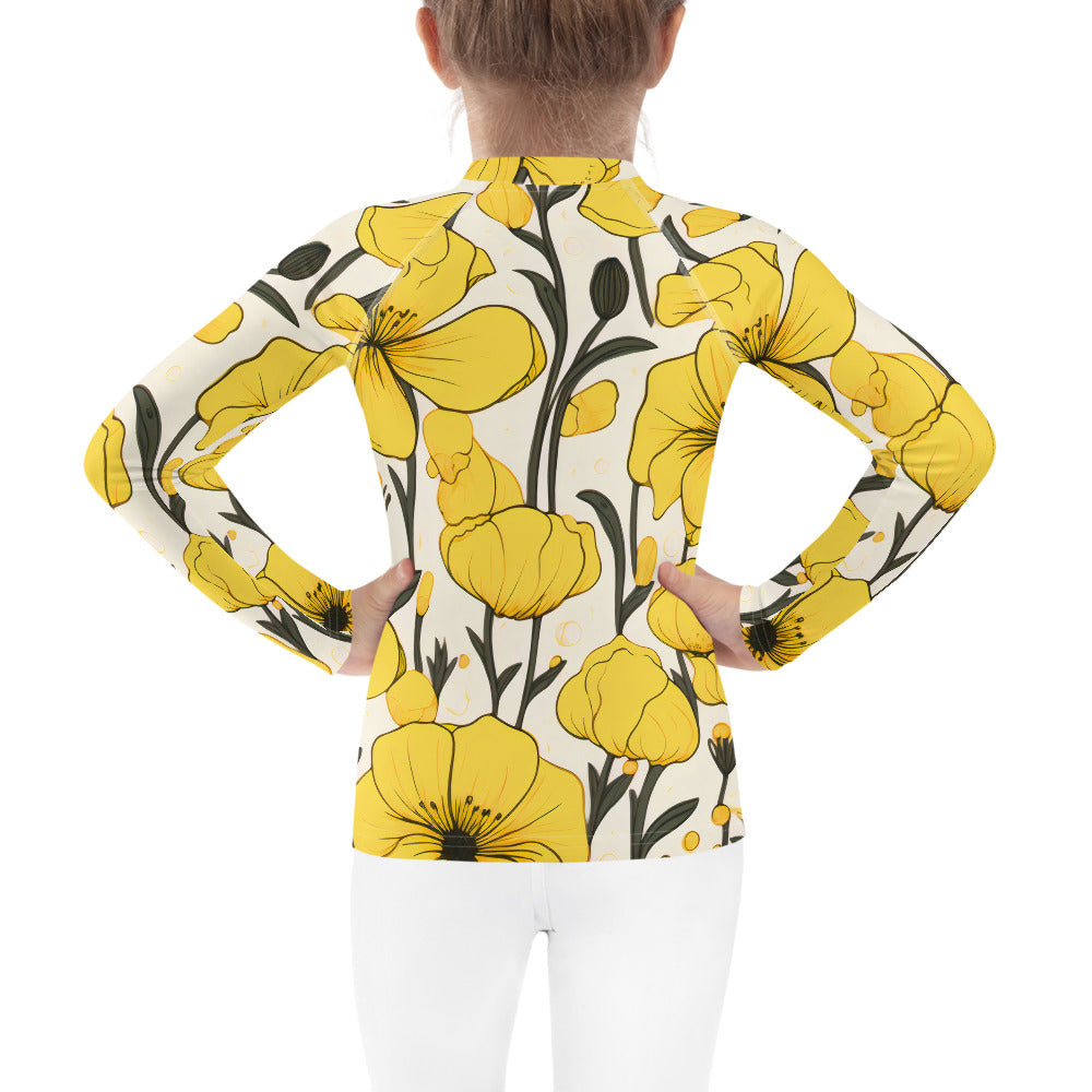 Kids Rash Guard Swimwear Yellow Bells | UV Sun Protection Swim Shirt