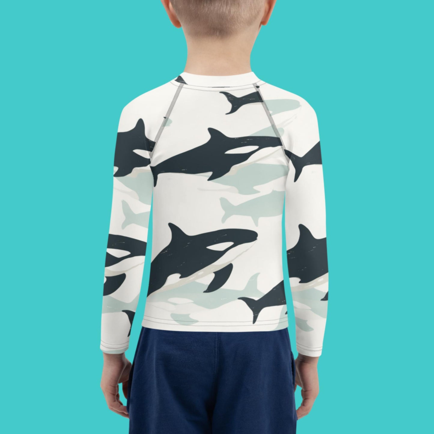 Kids Rash Guard Swimsuit  Orca Shadow | UV Protective Swim Shirt for Boys