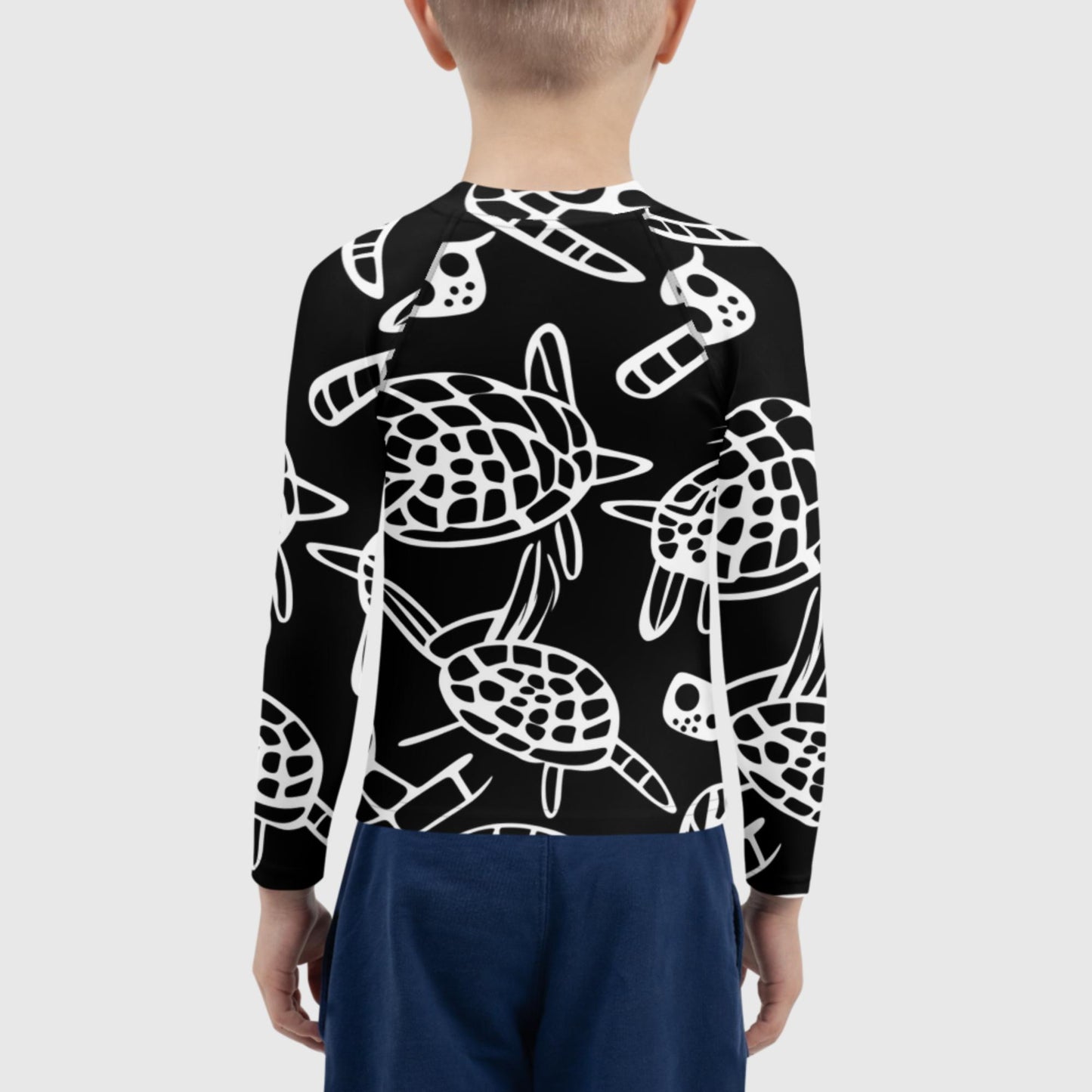 Rash Guard for Kids Black | UV Protective Shirt for Toddlers Sea Turtles