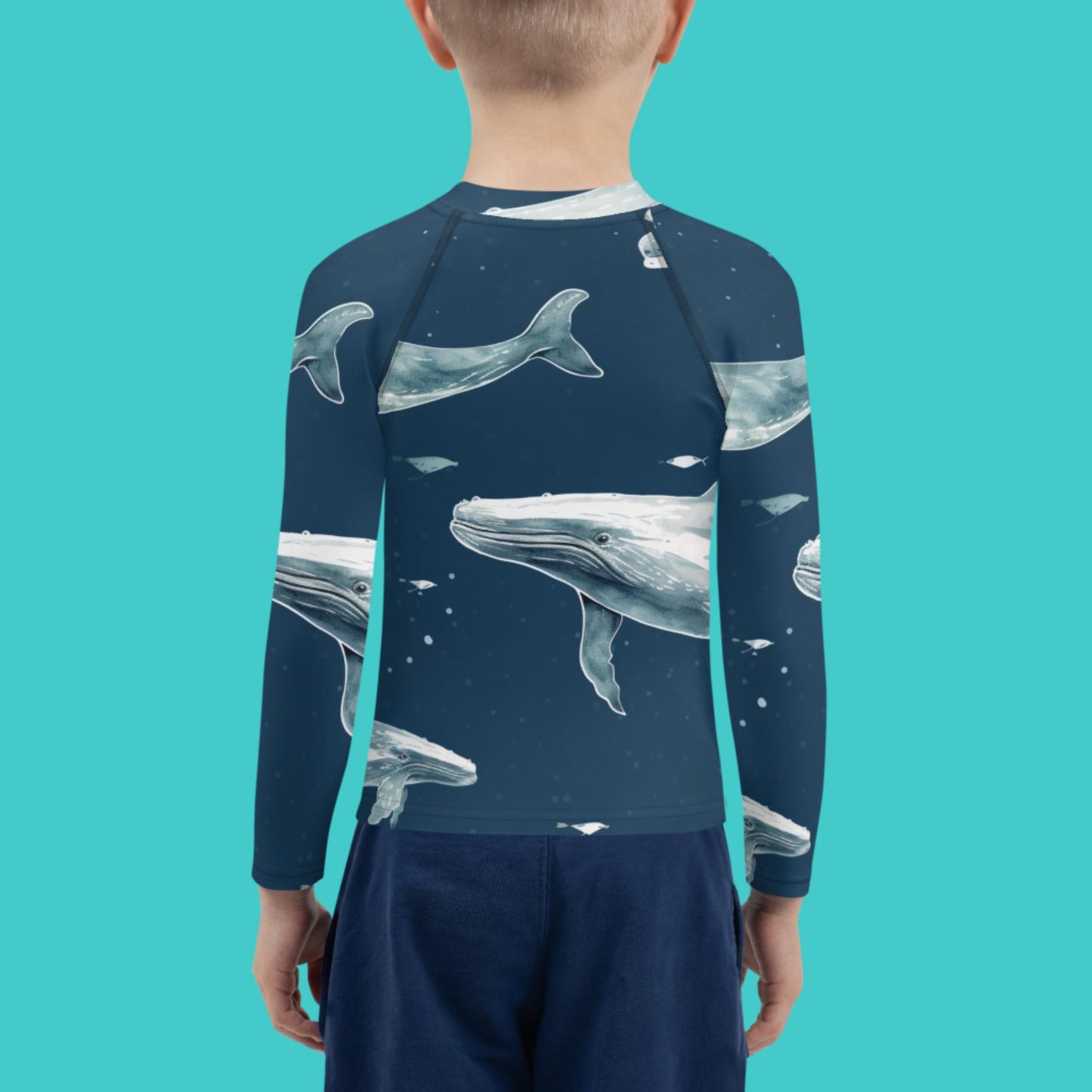 Kids Rash Guard Blue Whale | UV Protective Swim Shirt for Boys