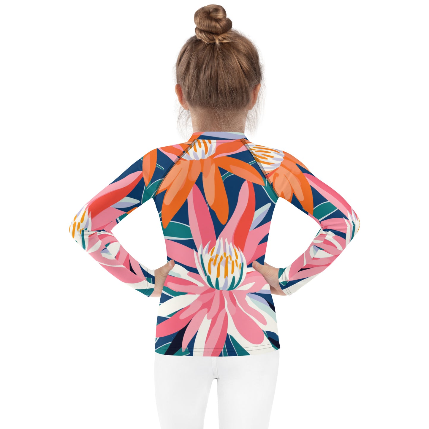 Girls Floral Rash Guard | Girls Flannel Flower Swim Shirt