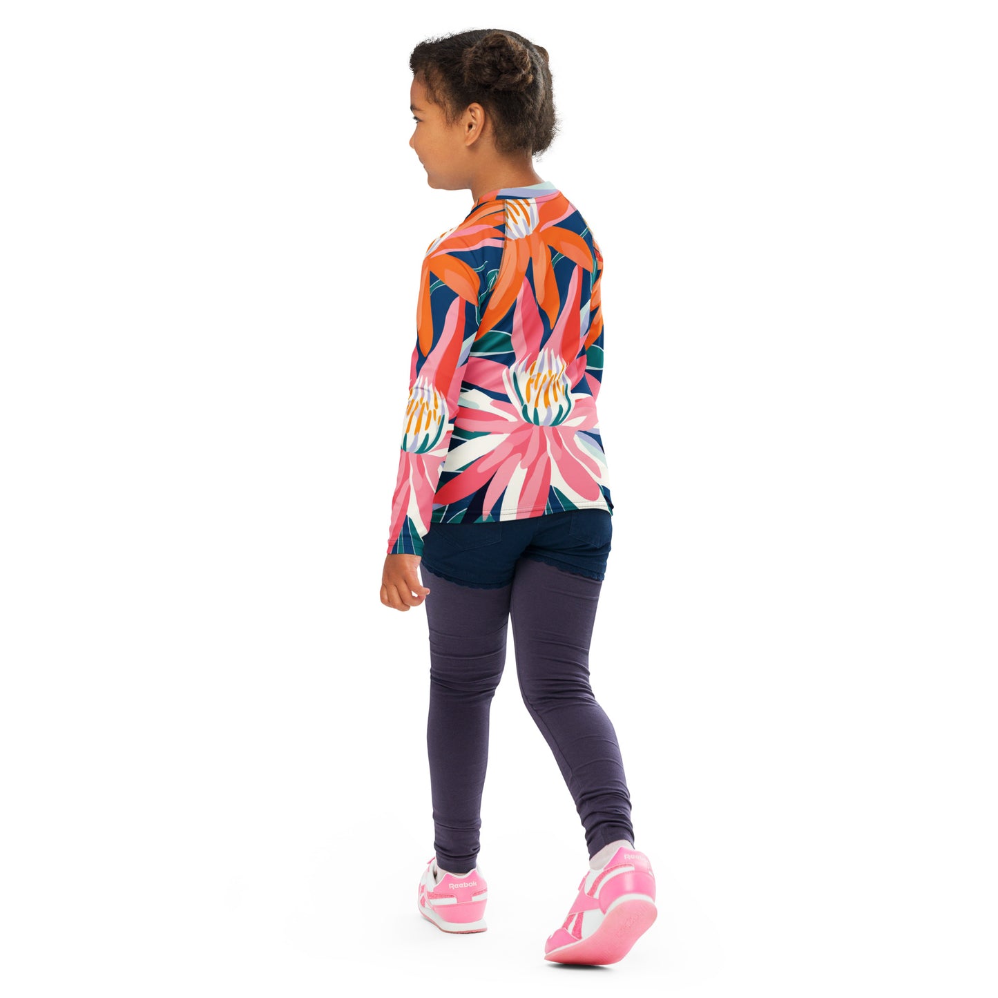 Girls Floral Rash Guard | Girls Flannel Flower Swim Shirt