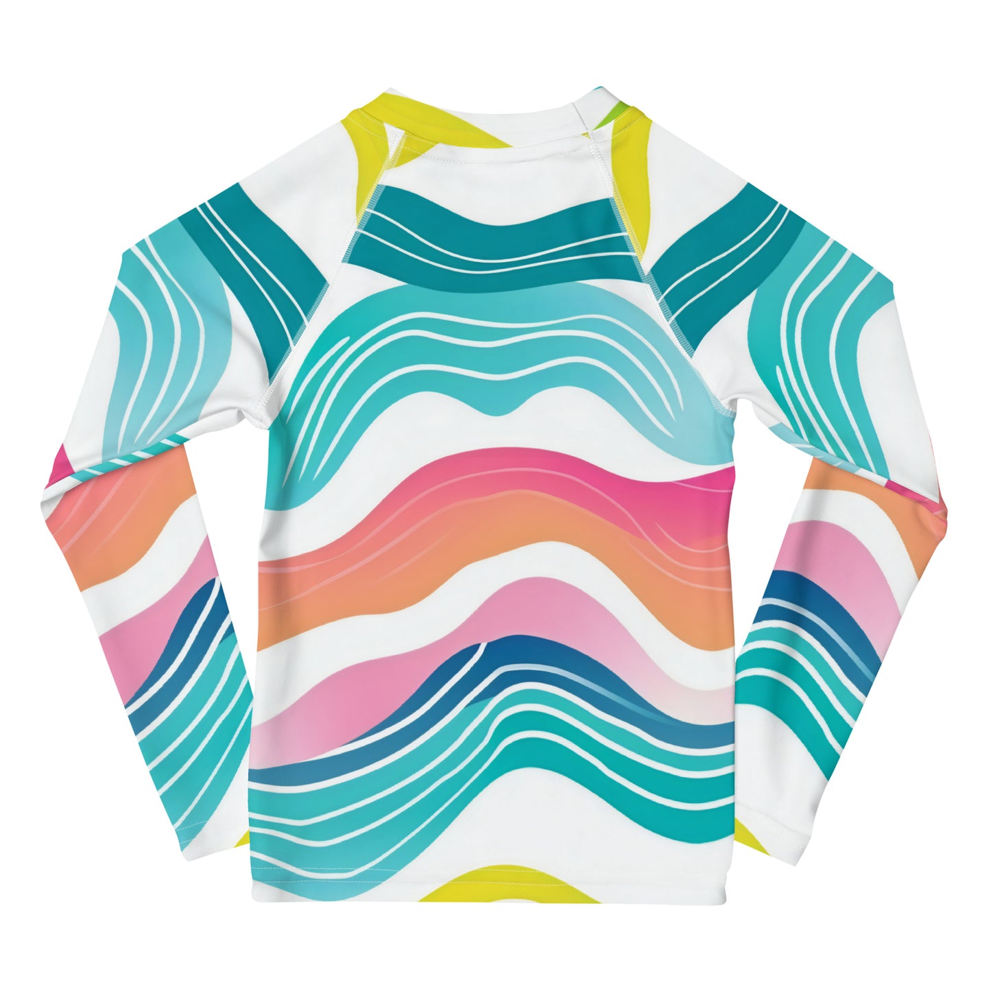 Kids Rash Guard Swimwear Neon Waves | Toddler UV Protective Shirt