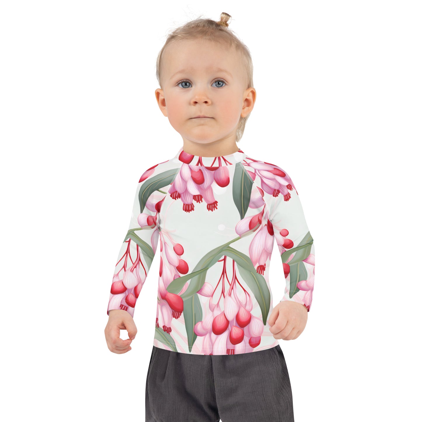 Kids Rash Guard Floral Lilly Pilly | Pink and Green UV Protective Swim Shirt for Girls