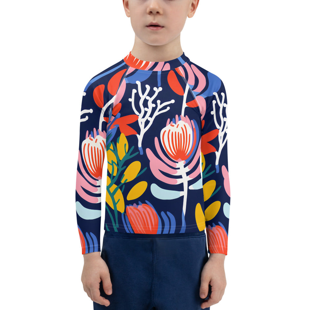 Kids Rash Guard Banksia Blue