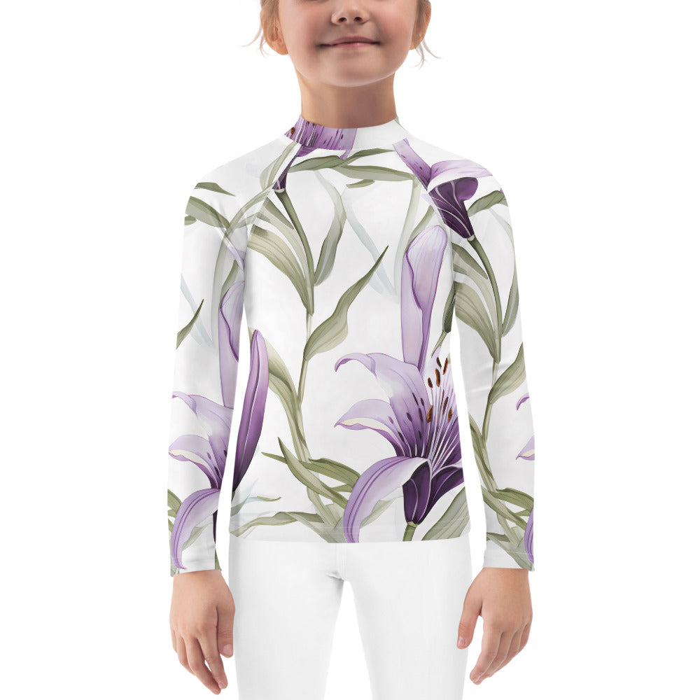 Kids Floral Sun Shirt with UV Protection| Australian Vanilla Lily Rash Guard for Children