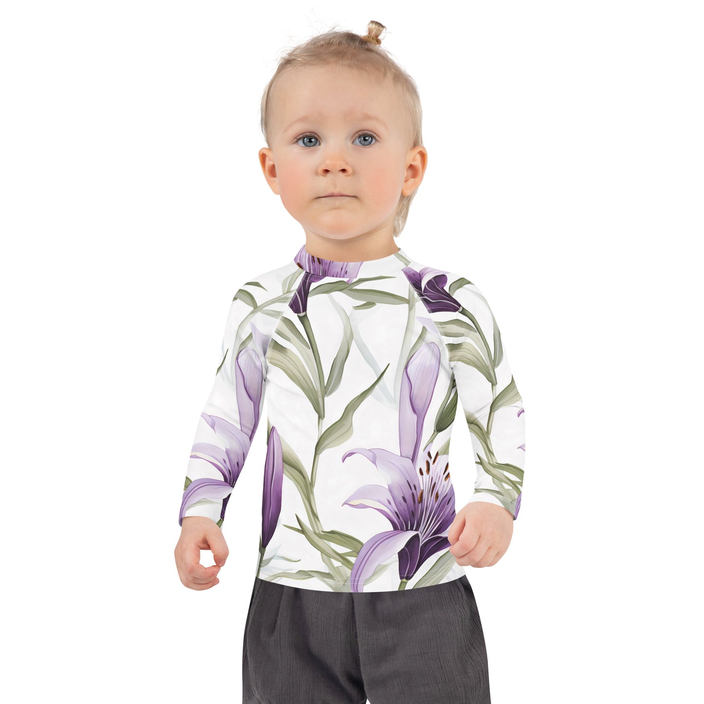 Kids Floral Sun Shirt with UV Protection| Australian Vanilla Lily Rash Guard for Children