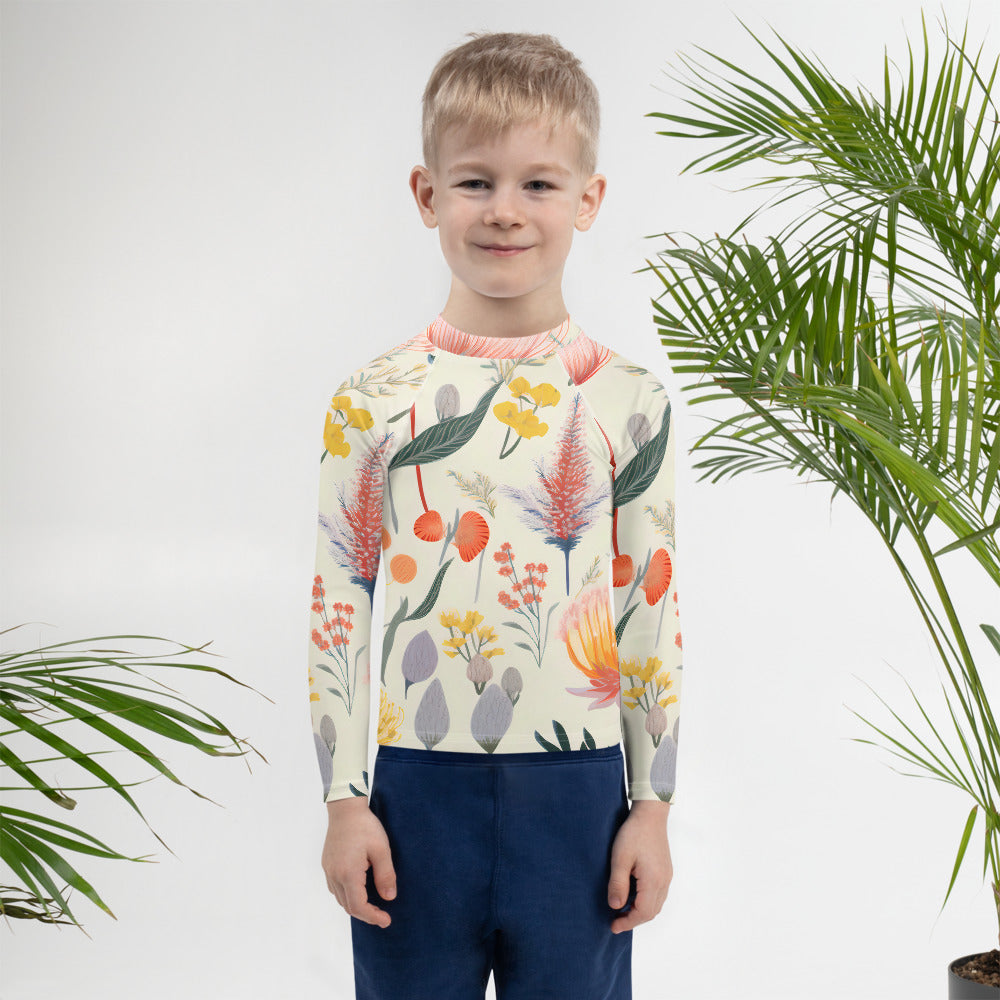 Kids Rash Guard Vintage Botanical | Cute Sun Protection Swimwear