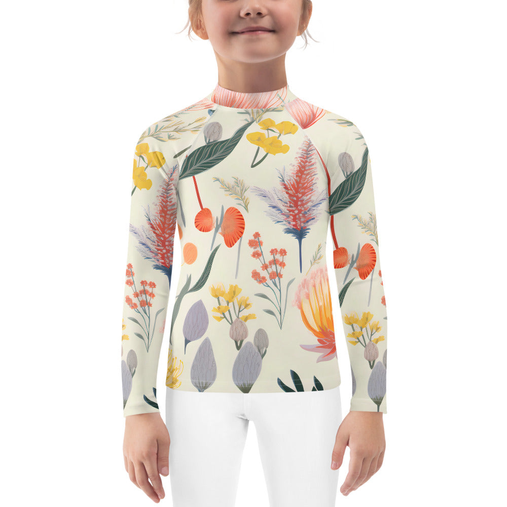 Kids Rash Guard Vintage Botanical | Cute Sun Protection Swimwear