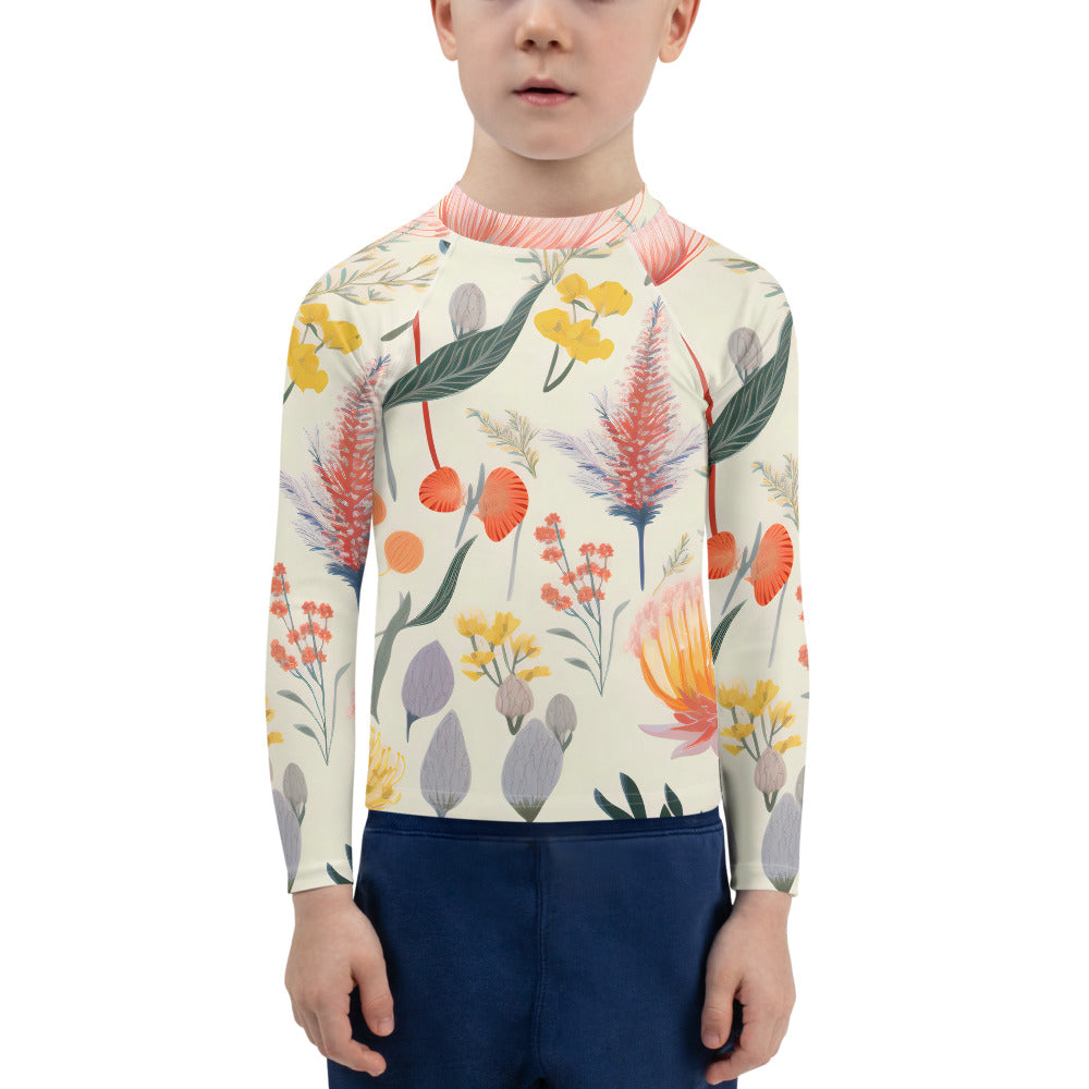 Kids Rash Guard Vintage Botanical | Cute Sun Protection Swimwear