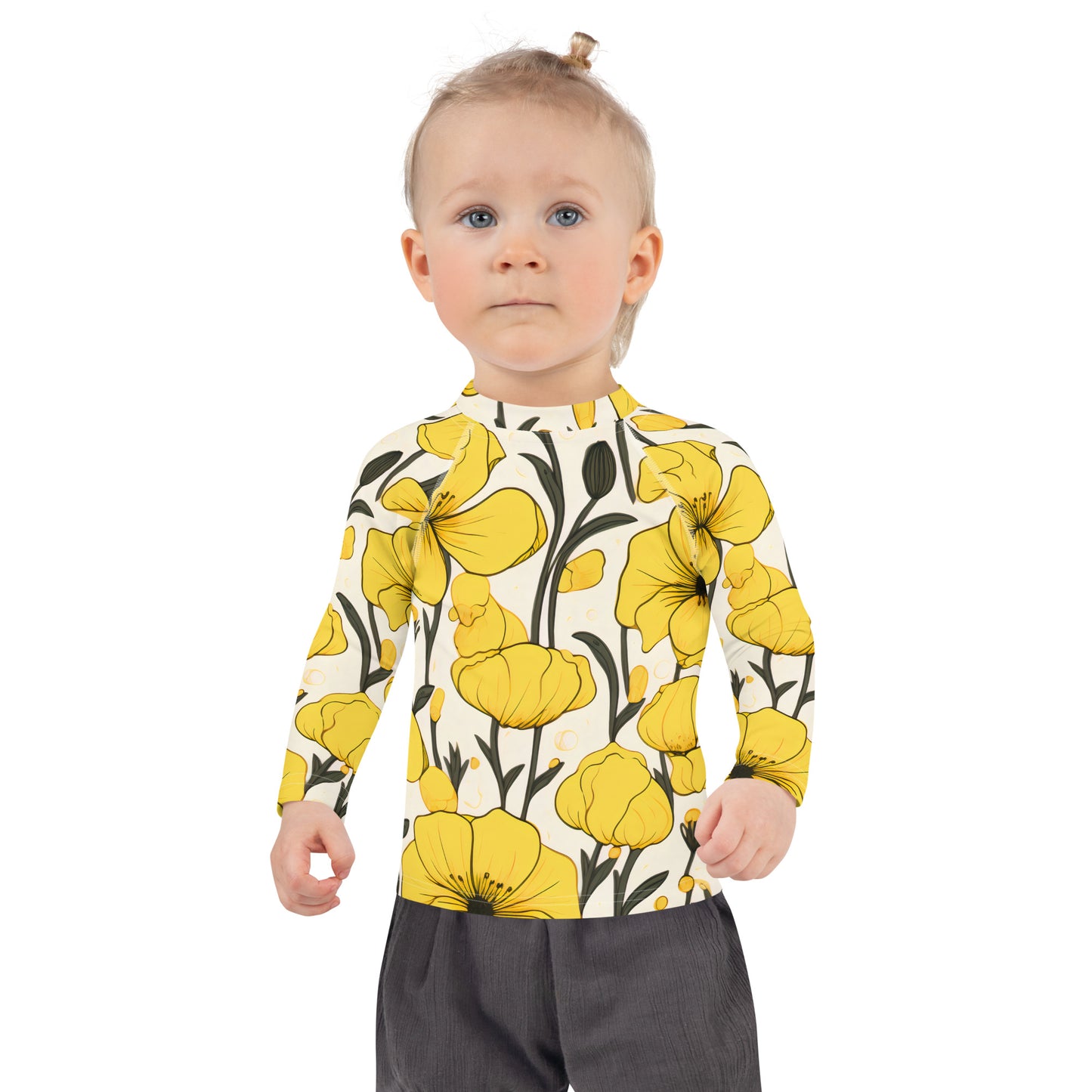 Kids Rash Guard Swimwear Yellow Bells | UV Sun Protection Swim Shirt